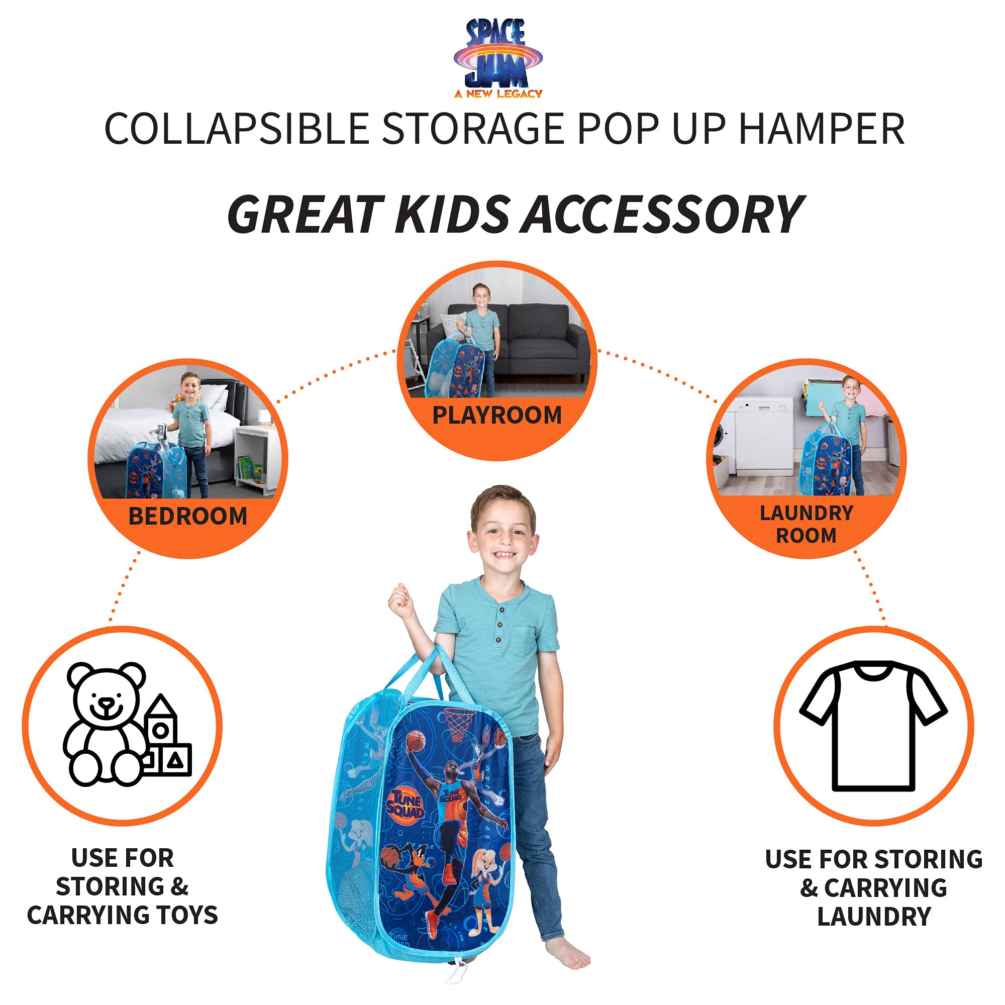 Franco Kids Room Collapsible Storage Bin Pop Up Hamper  One Size  Space Jam 2 A New Legacy