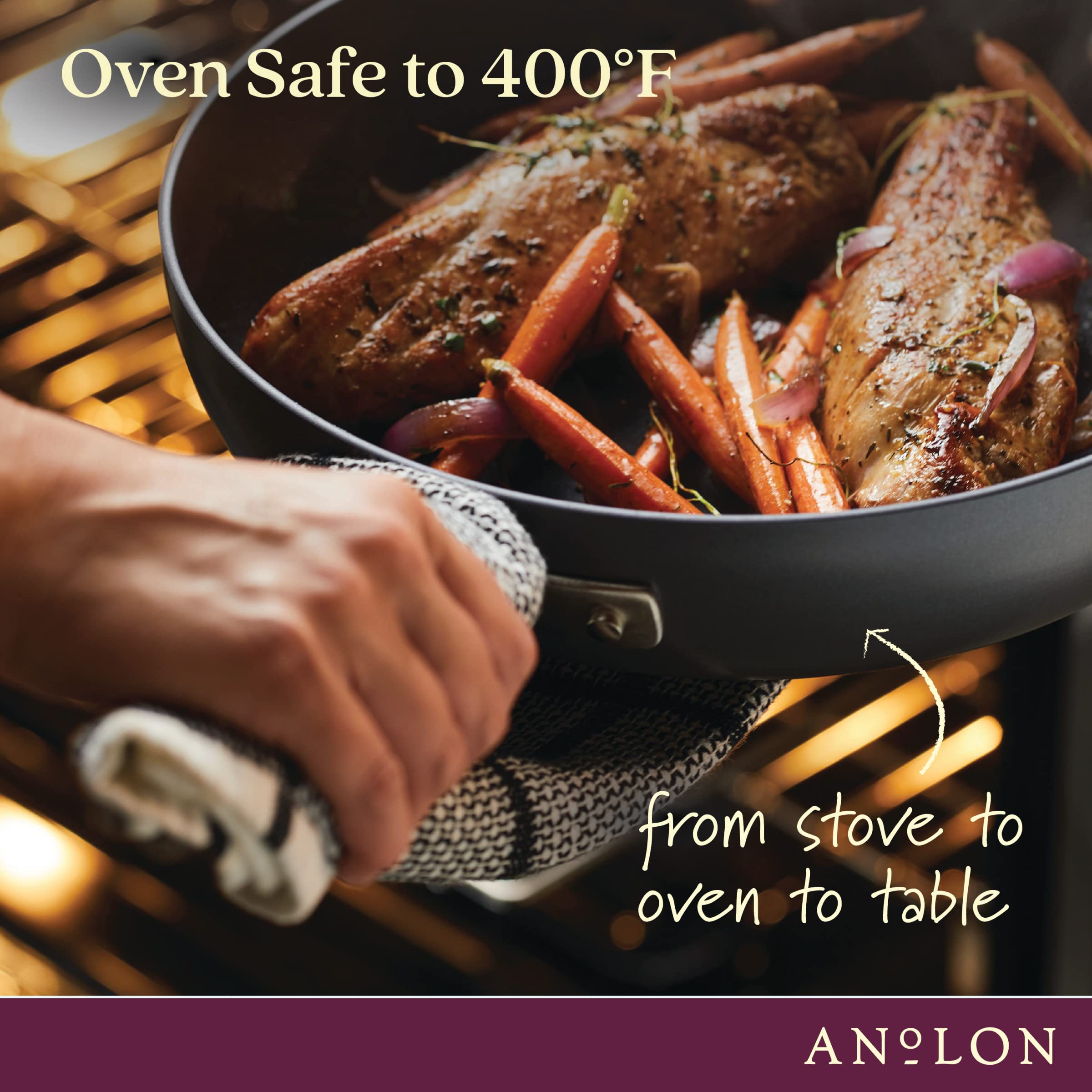 Anolon Advanced Home Hard Anodized Nonstick Frying Pan/Skillet With Helper Handle, 14.5 Inch, Moonstone