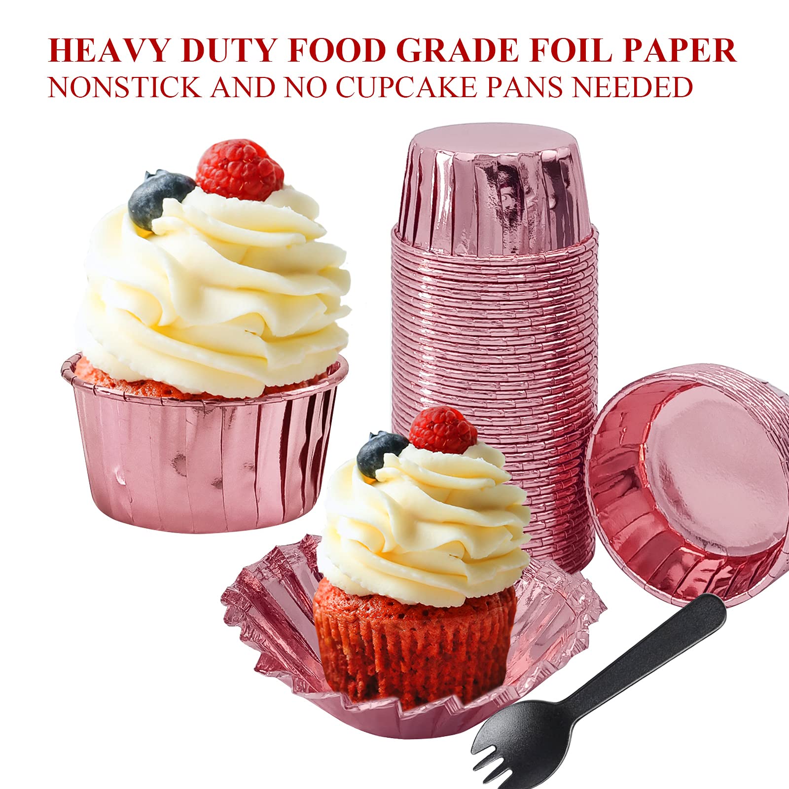 Foil Cupcake Liners Baking Cups With Lids 100 Pack,Lnyzqus 5.5 Oz Large Cupcake Tins Muffin Cups,Disposable Ramekins With Lids,C