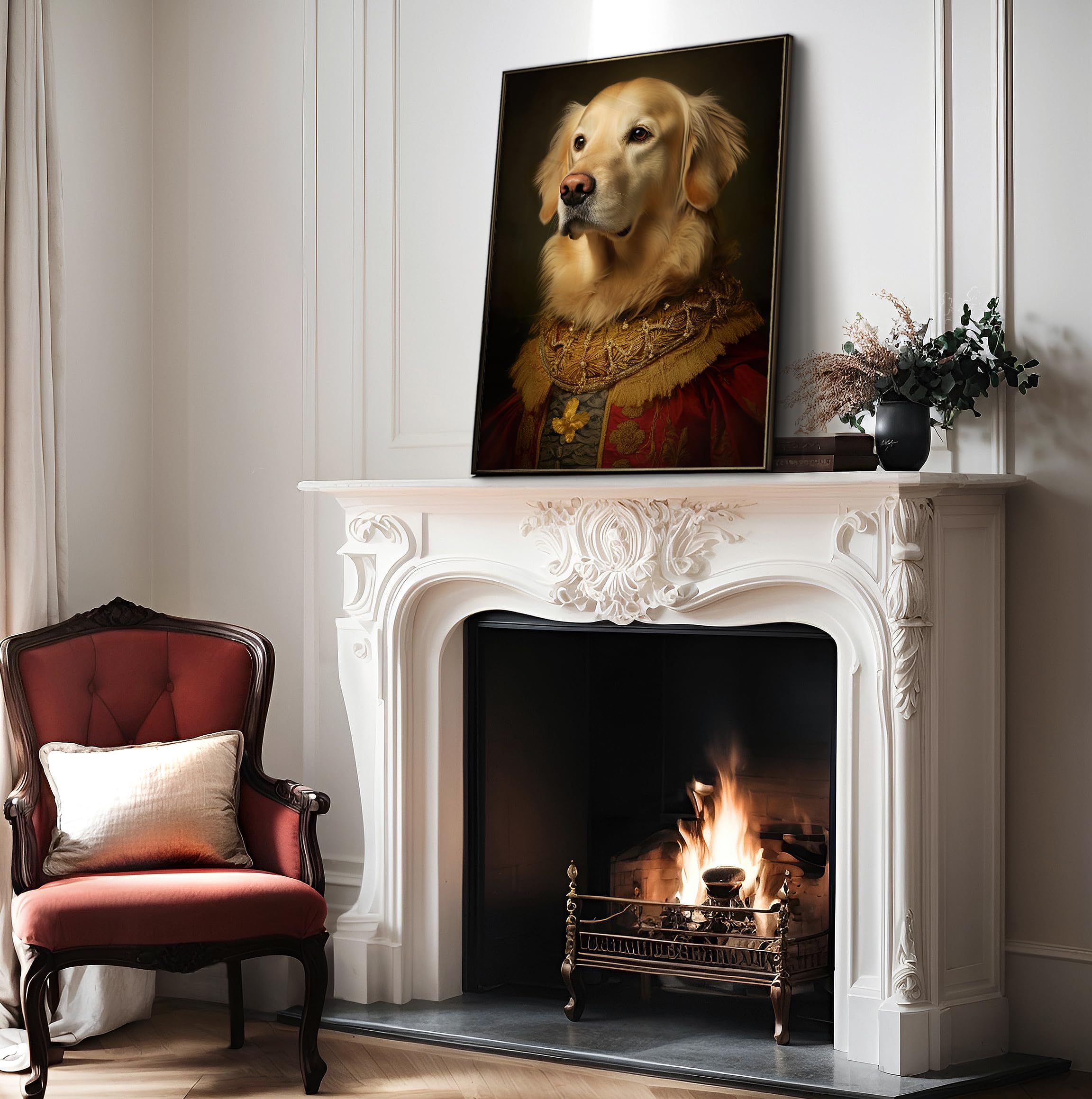 Poster Master Aristocratic Golden Retriever Poster - Dog Print - Renaissance Art - Dog Breed Art - Gift For Men, Women & Animal