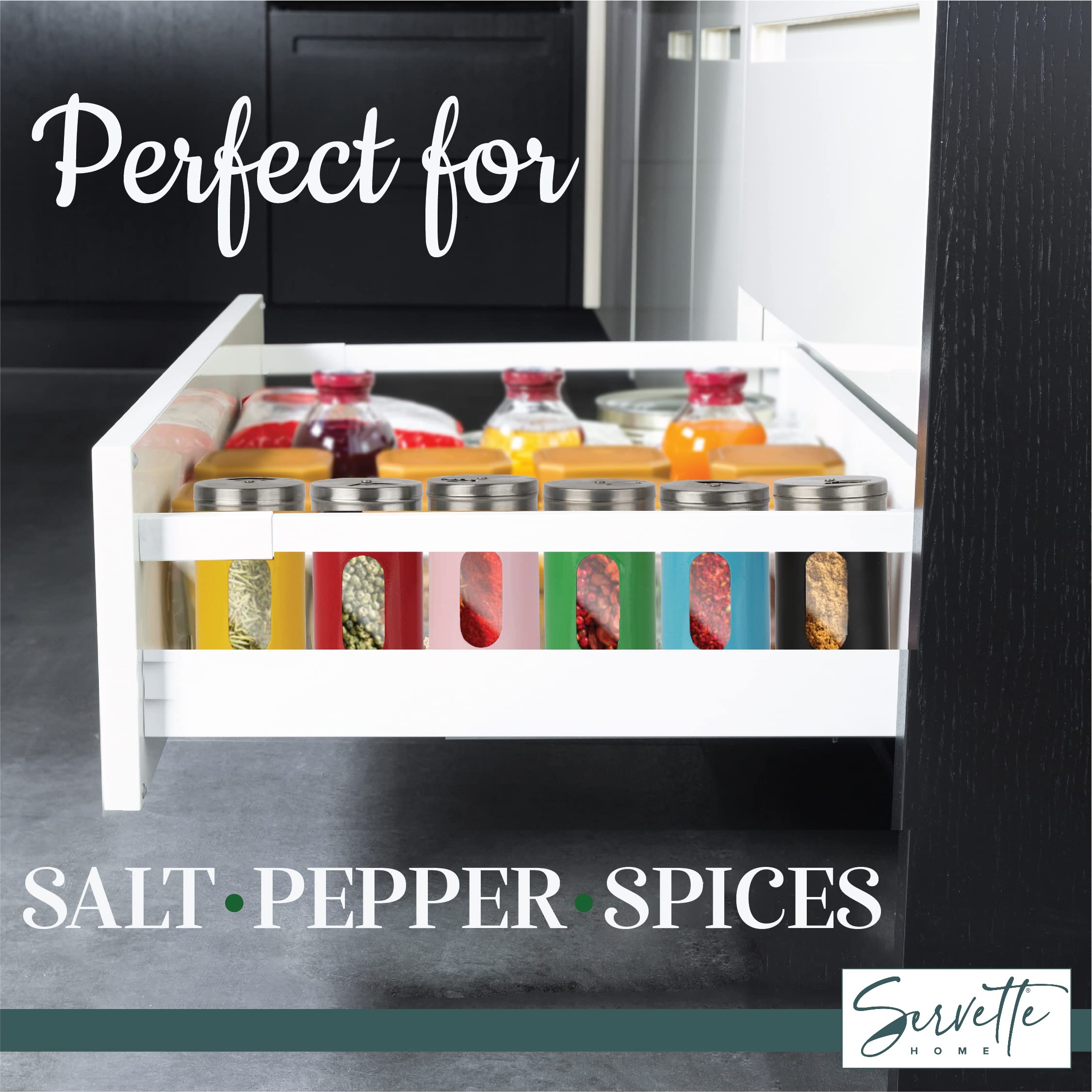 Red Salt Pepper Shakers Retro Spice Jars Glass - Set Of 2