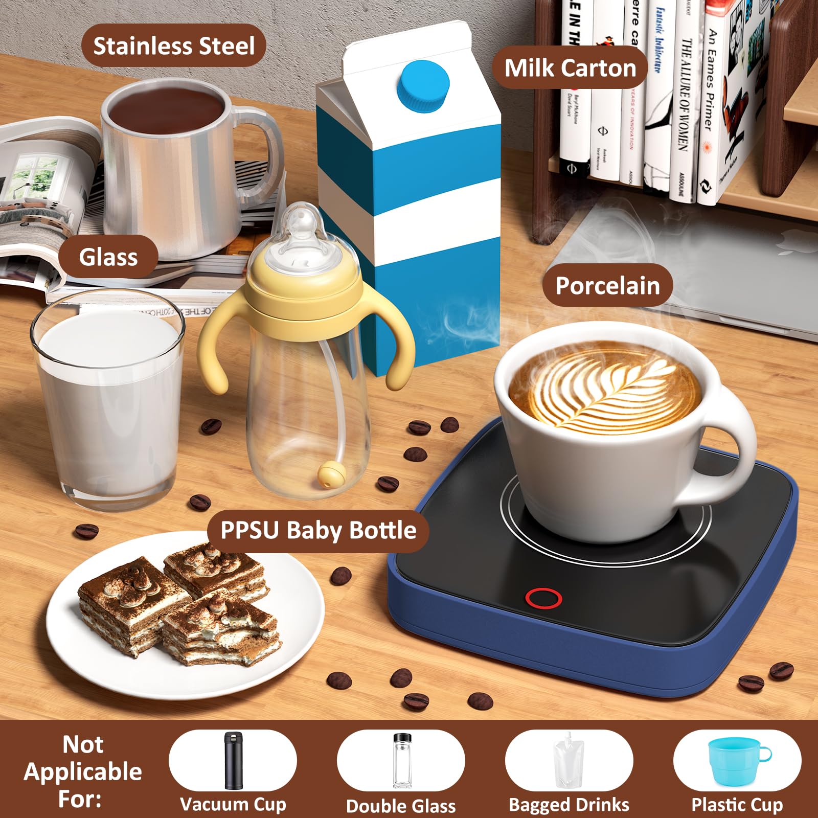 Coffee Cup Warmer, Smart Coffee Mug Warmer For Desk Home Office Use With 3 Temperature Setting, Beverage Warmer Candle Warmer Fo