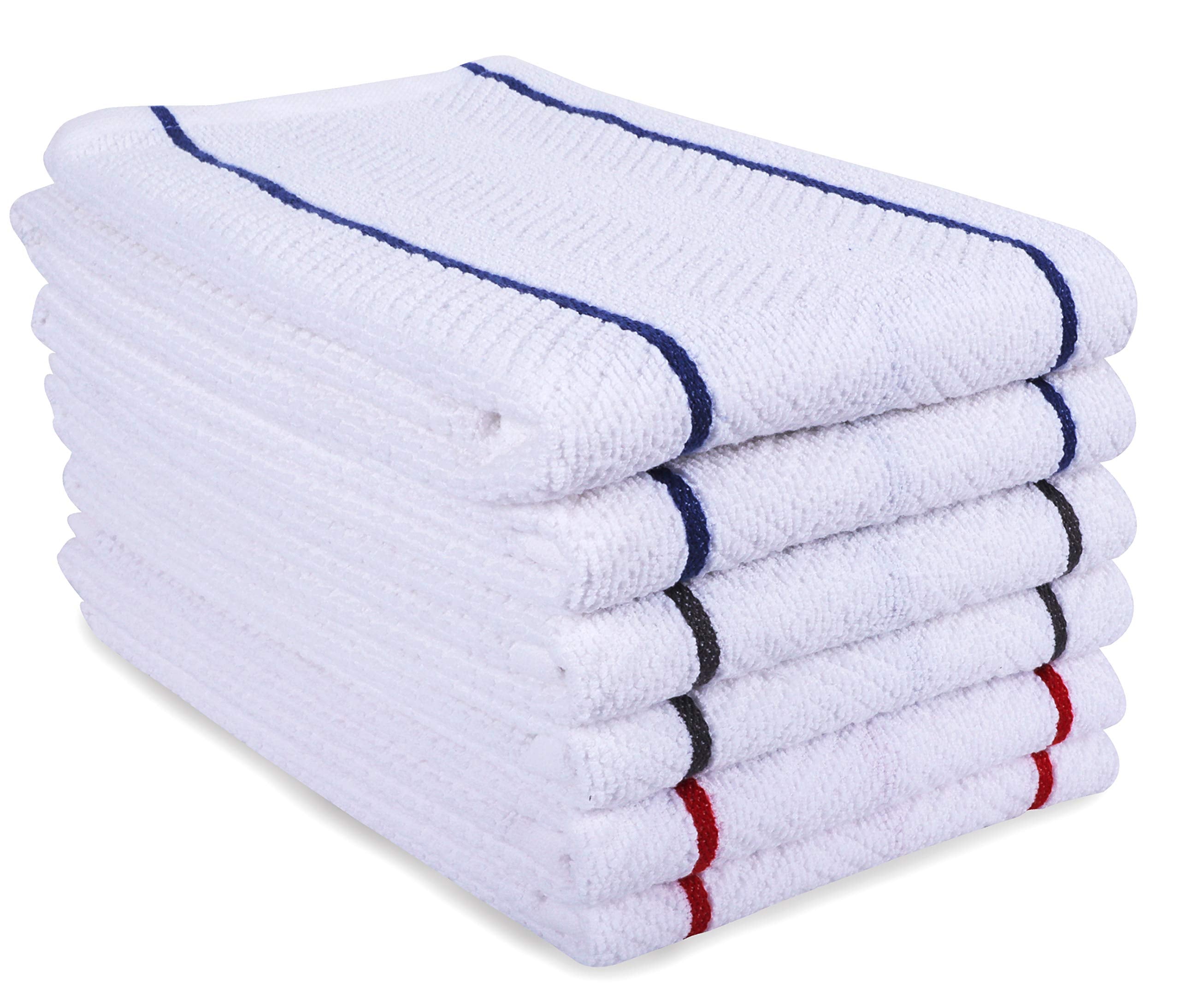 Amour Infini Herringbone Weave Terry Kitchen Towels | Set Of 6 | 28 X 16 Inches | 100% Ring Spun Cotton Dish Towels | Ultra Soft