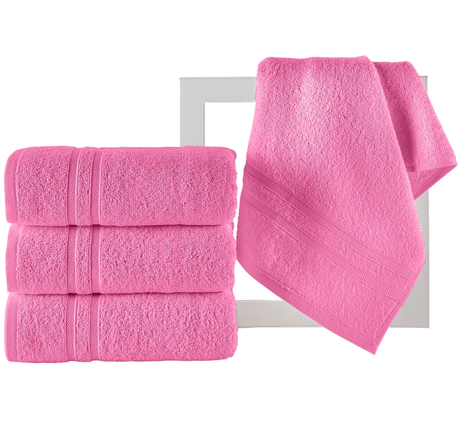 Hammam Linen Pink Hand Towels 4-Pack - 16 x 29 Turkish Cotton Premium Quality Soft and Absorbent Small Towels for Bathroom