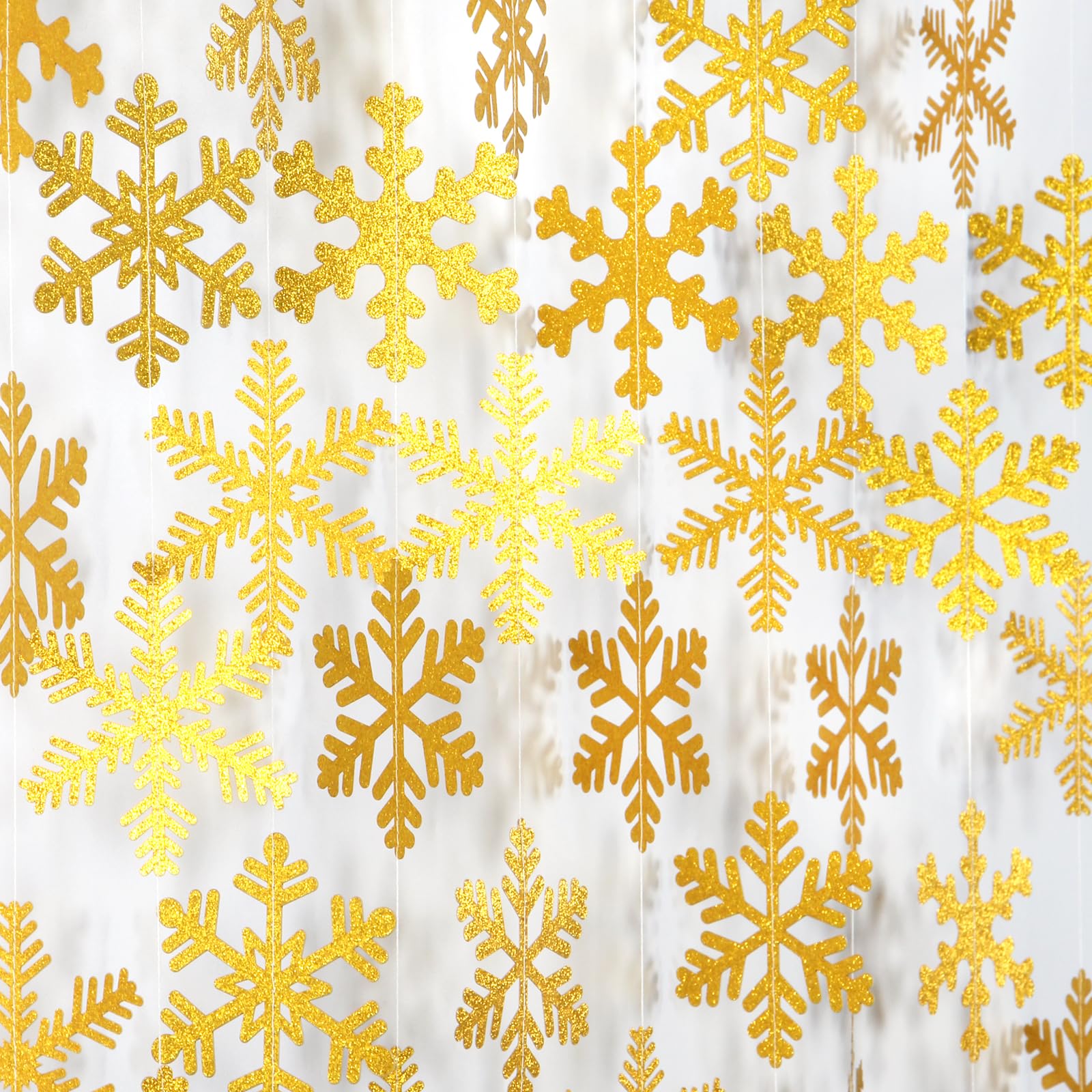 Gold Snowflake-Snow Christmas Party-Decorations Garland - 6pcs Winter Girl Boy Birthday New Year Hanging Decoration Streamers Ba