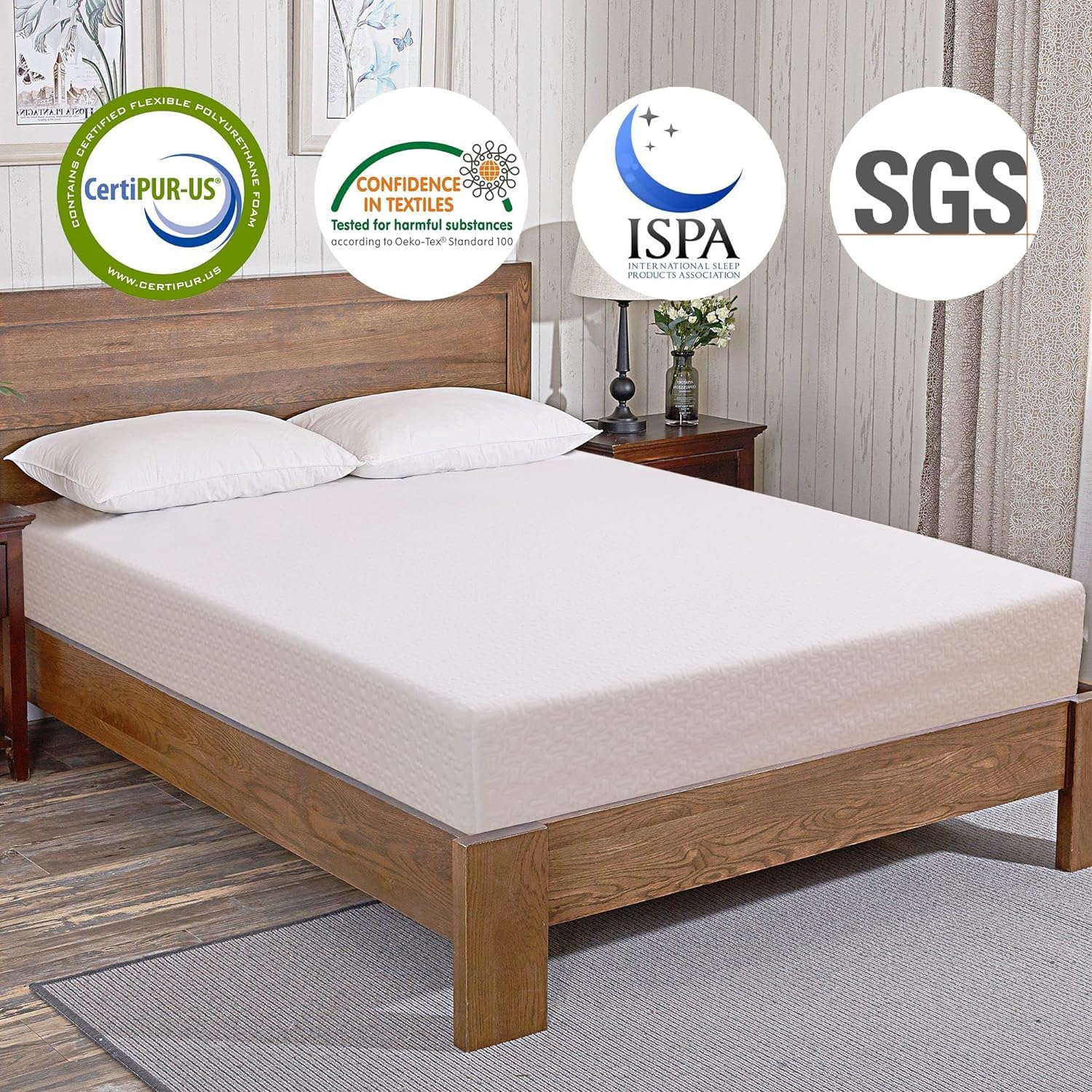 Breezerest Full Mattress 8 Inch Memory Foam Colchones Bed In A Box Medium Firm Cooling Gel Green Tea Full Size Mattress With Bre