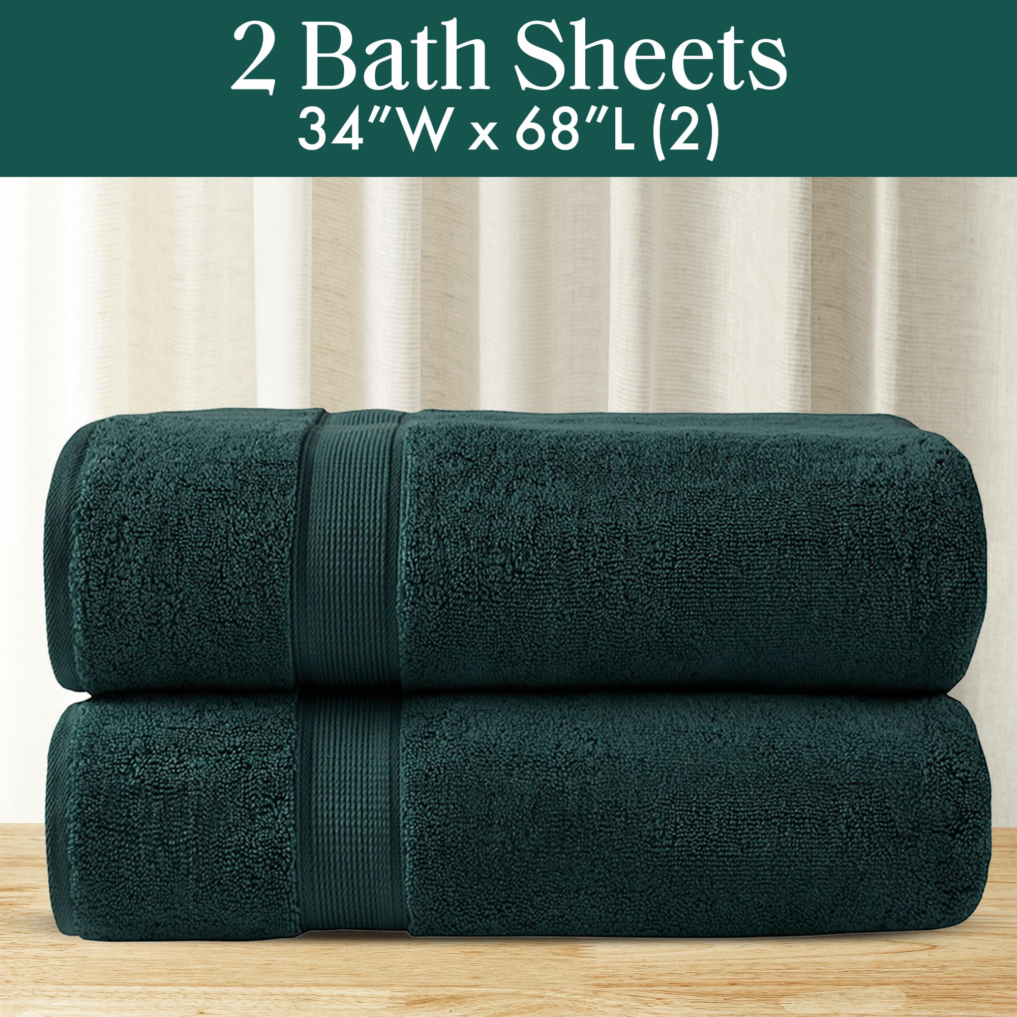Madison Park Signature 800Gsm Bath Sheet Towel Oversized 34 X 68 2 Pack 100% Cotton Bath Towel Set Highly Absorbent Hotel Sp