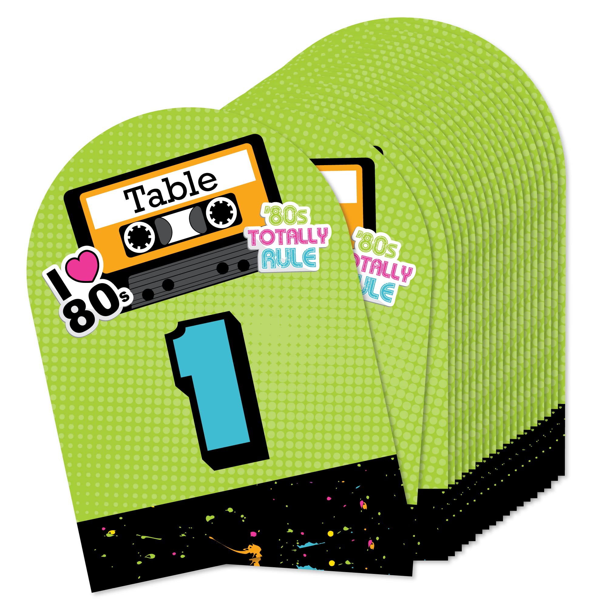 Big Dot Of Happiness 80S Retro - Totally 1980S Party Double-Sided 5 X 7 Inches Cards - Table Numbers - 1-20