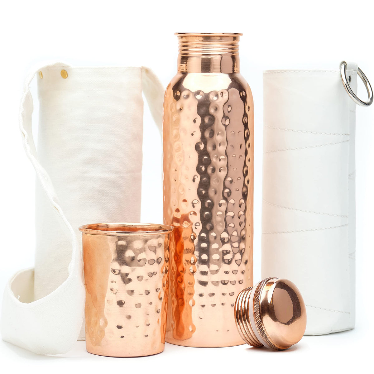 Kitchen Science Copper Water Bottle (32Oz950Ml) Wcopper Tumbler, Carrying Bag  Deco Sleeve Pure Copper Bottle For Drinking Water