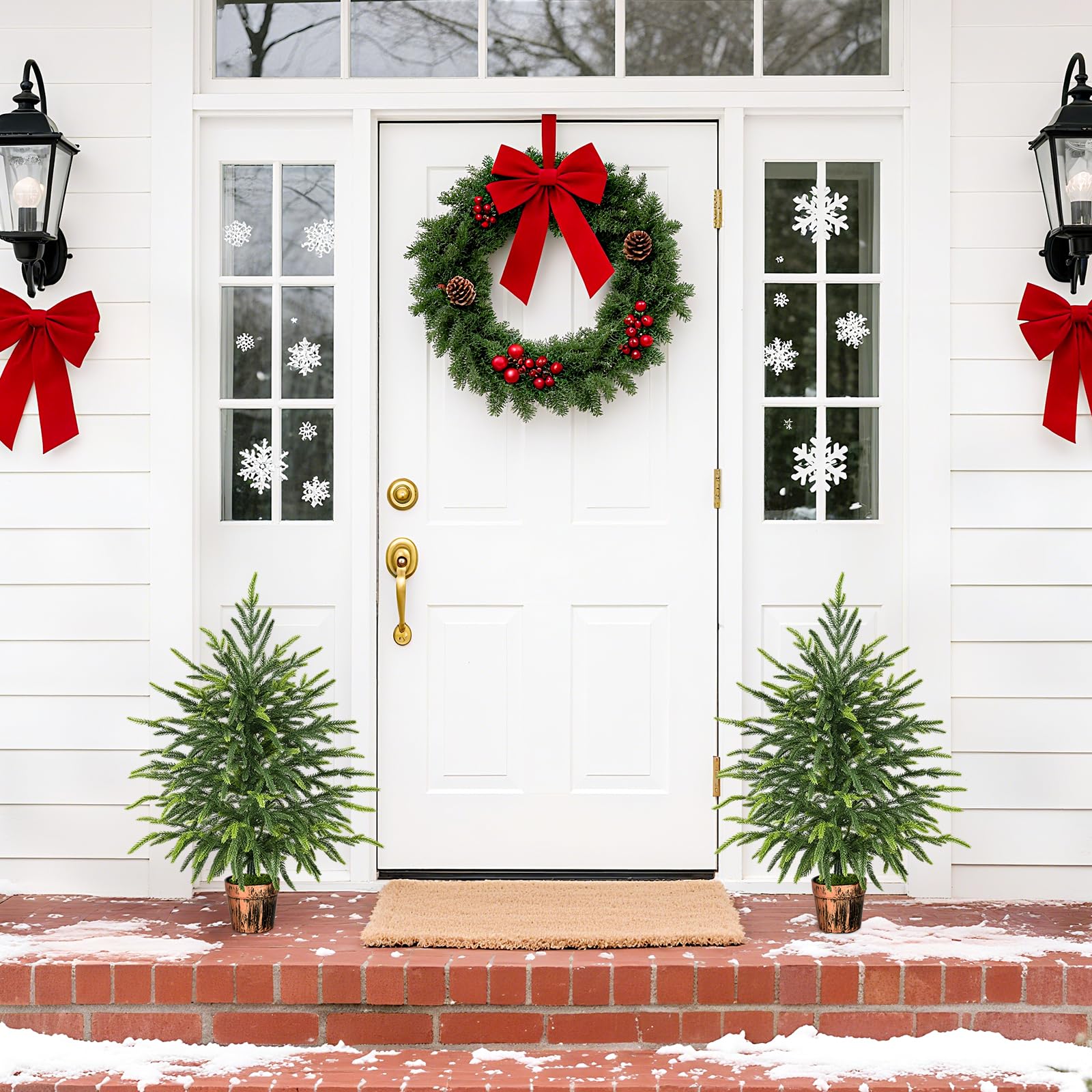 Siyaluens 2FT Norfolk Pine Tree with Lights - Tabletop Christmas Tree with Pot, Real Touch PE Branch Tips for Front Porch, Kitch