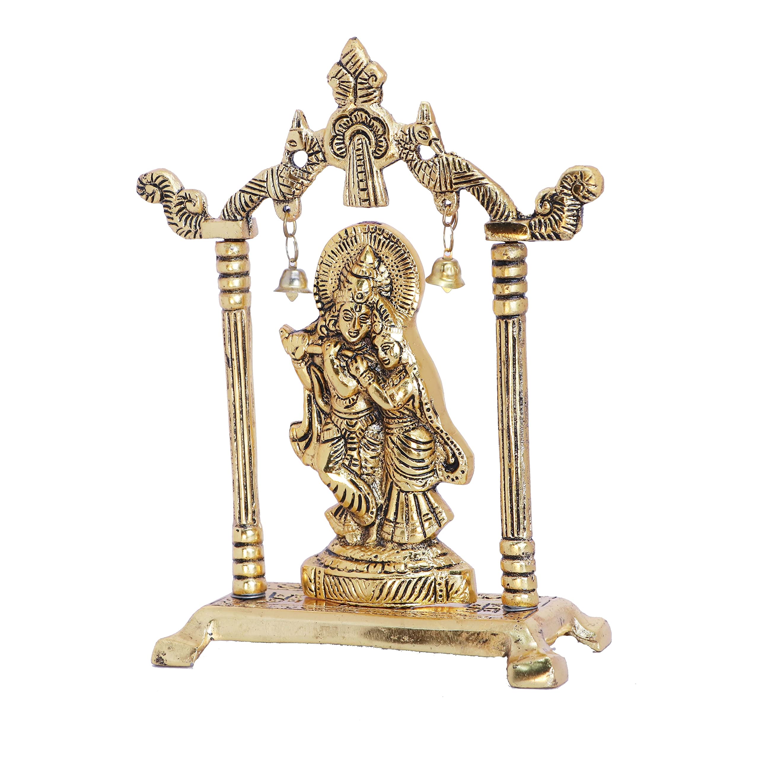KridayKraft Metal Radha Krishna Statue Gold Plated Decor Your Home,Office & Radha Krishna Murti Idol Showpiece Figurines,Religio