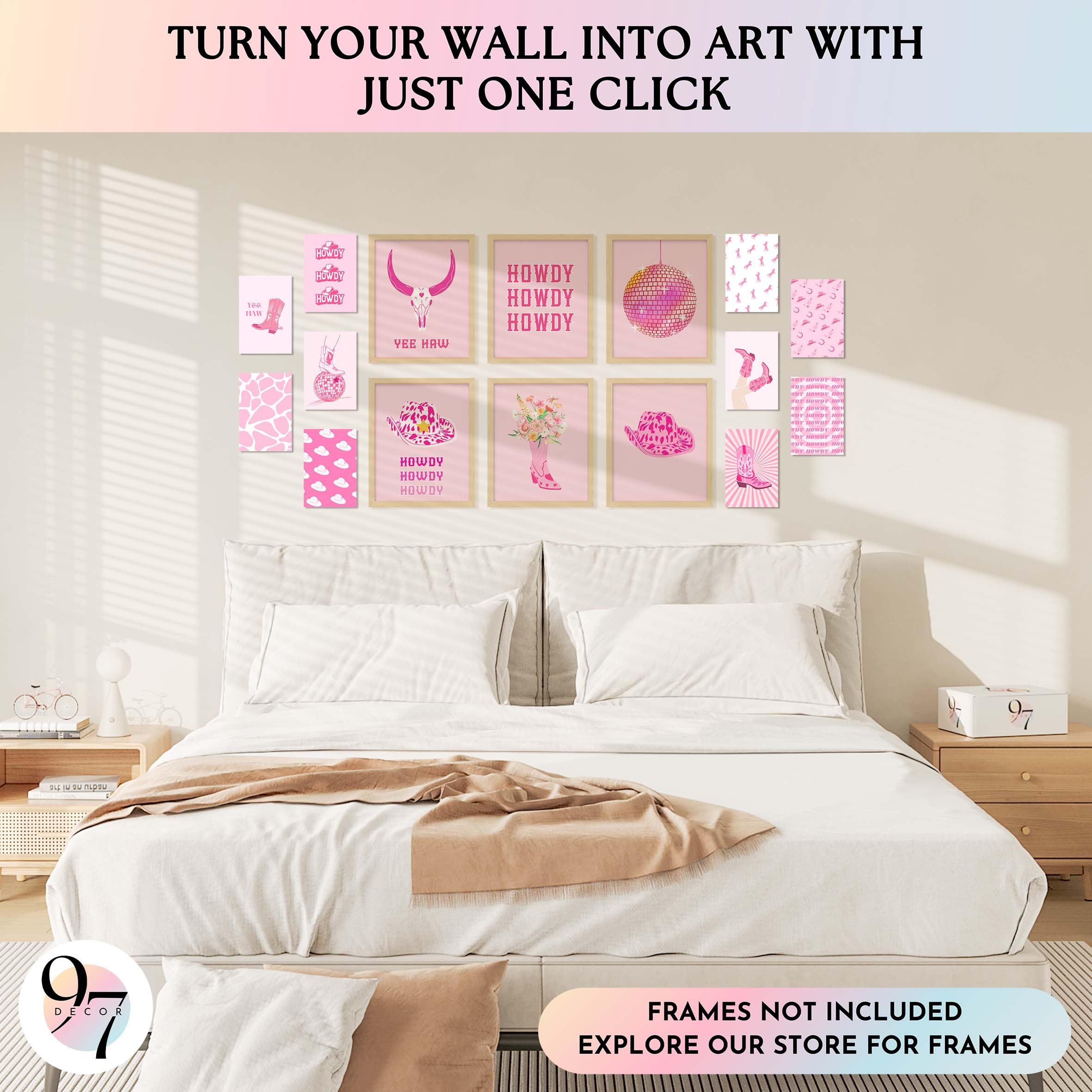 97 Decor Preppy Cowgirl Decor - Pink Disco Cowgirl Wall Art  Retro Western Preppy Posters  Preppy Room Decor Aesthetic Prints  Trendy Cowgirl Hat Boot Picture for Teen Girl Dorm (8x10 UNFRAMED)
