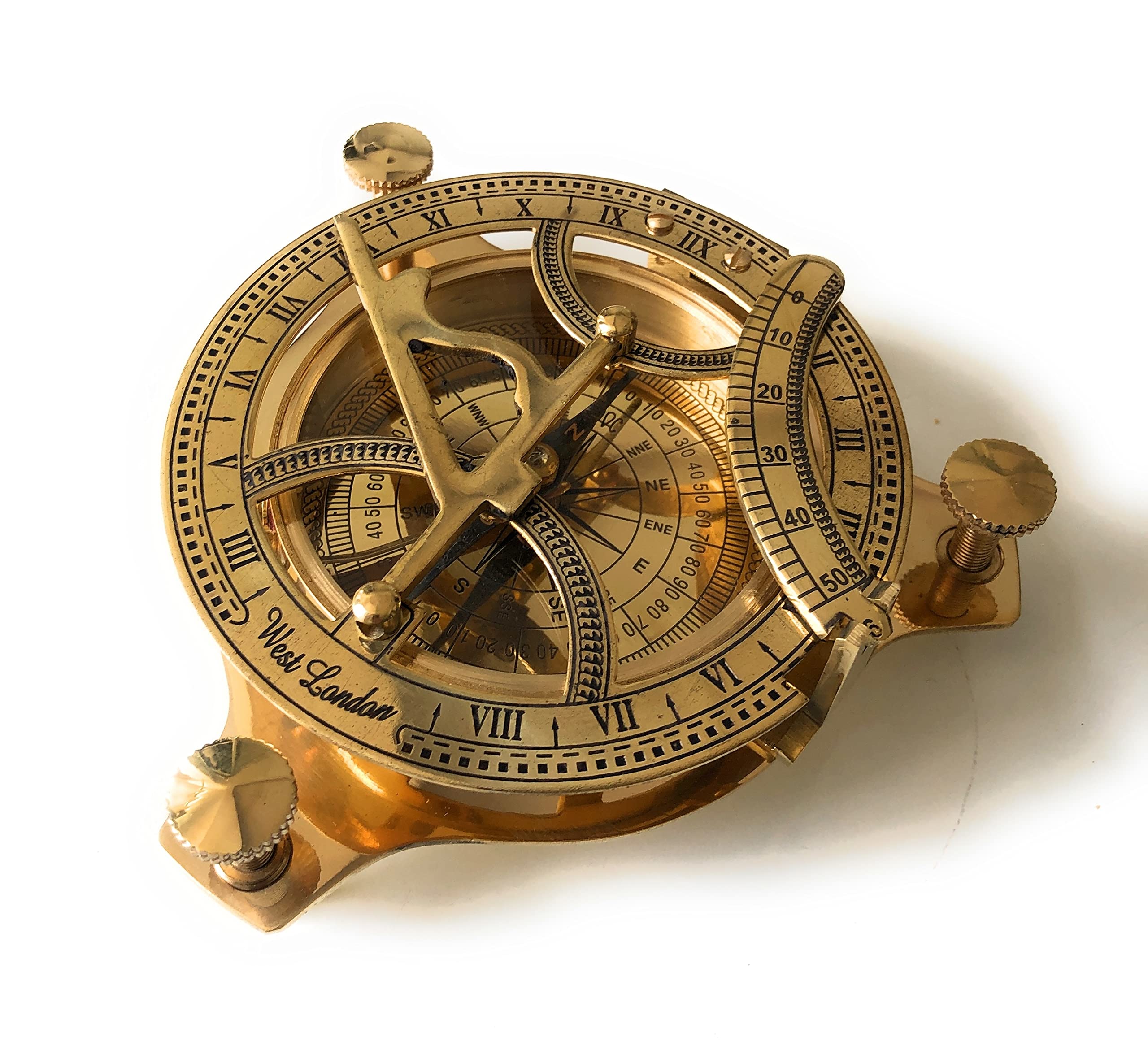 Ectoria 3 Sundial Compass - Brass with Wood Box