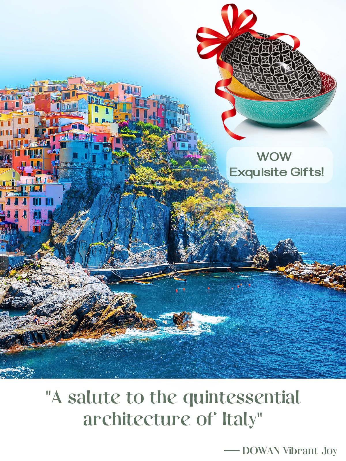 DOWAN Large Serving Bowls for Christmas  9.5 Inch Mixing Bowls  Decorative Serving Dishes for Entertaining  70 OZ Pasta Bowls Set of 2  Vibrant Color Fruit Salad Bowls for Party  Home Kitchen Decor