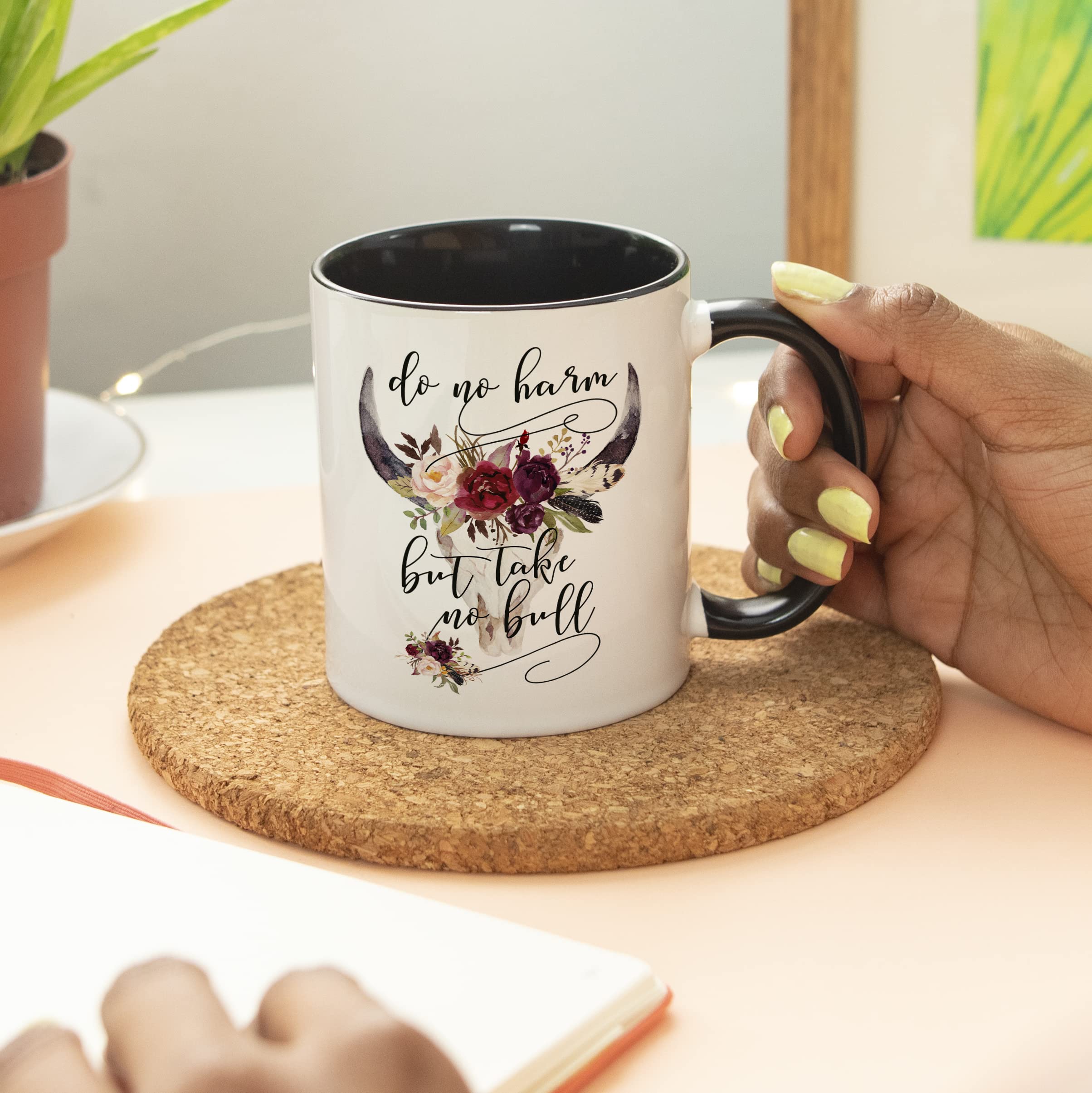 Younique Designs Do No Harm But Take No Bull Mug, 11 Ounces, Country Girl Coffee Mug For Women, Country Music Mug, Country Cup,