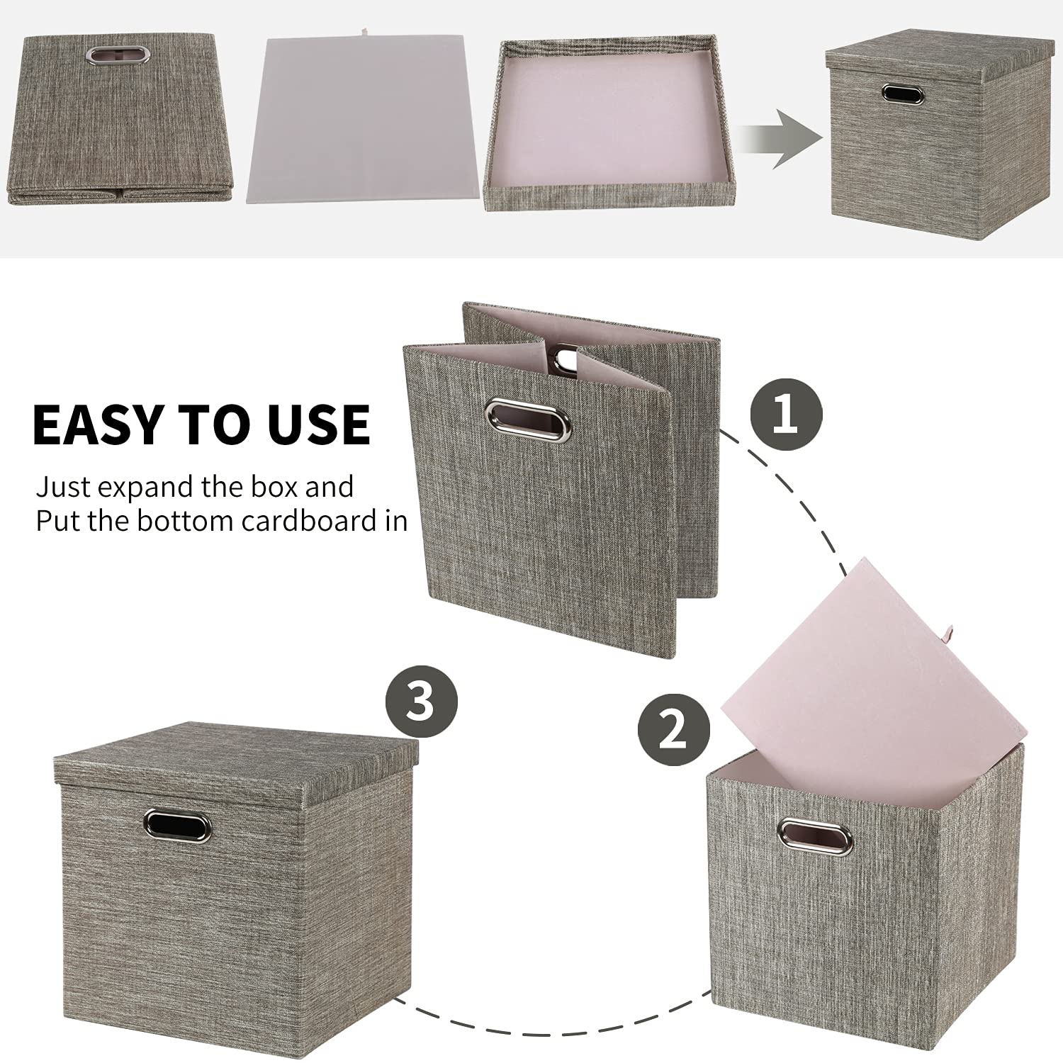 Posprica Storage Bins With Lids,13  13  13 Foldable Storage Cube Baskets Boxes Fabric Drawers For Closet Shelf Cabinet Bookcase,