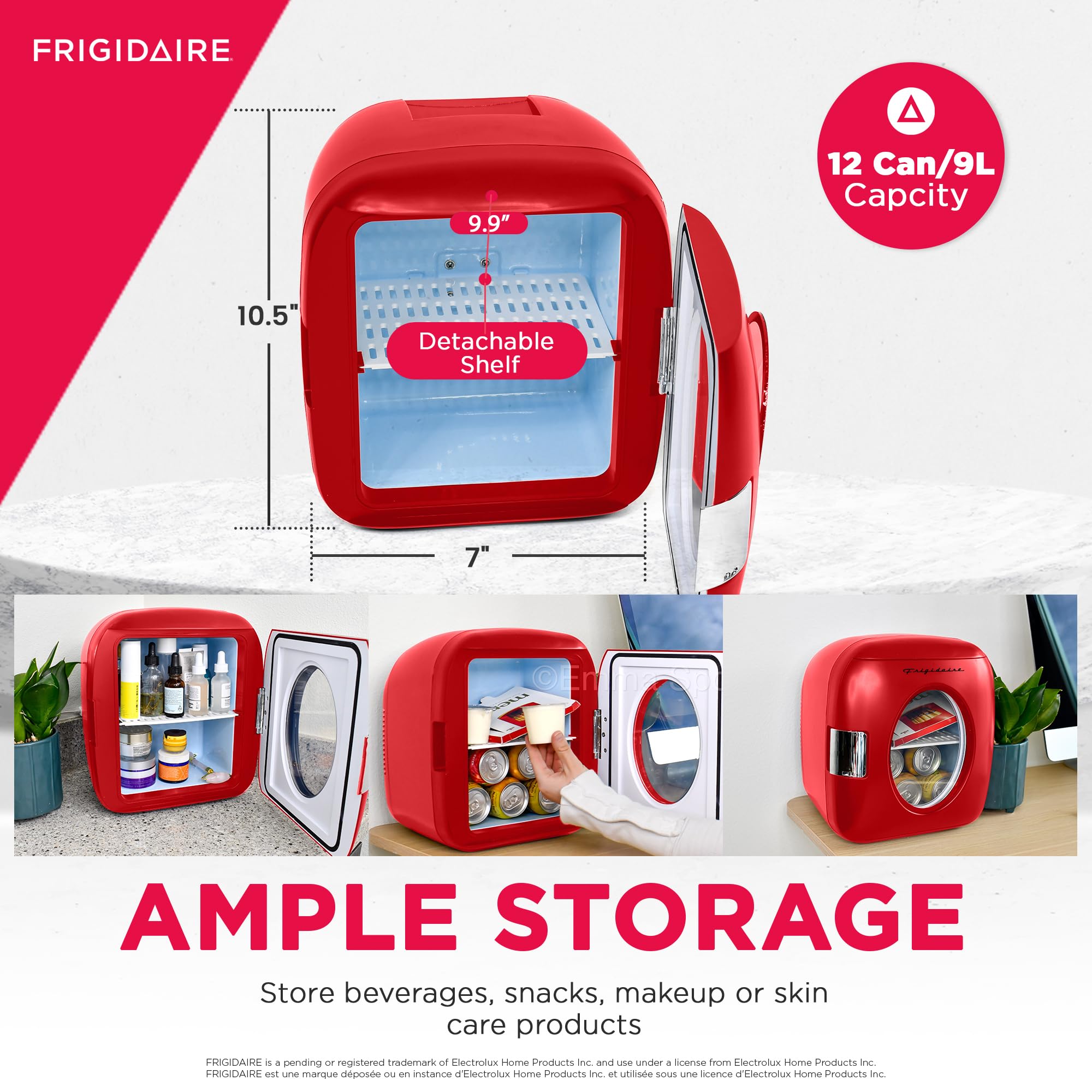 Frigidaire Efmis462-Red 12 Can Retro Mini Portable Personal Fridge/Cooler For Home, Office Or Dorm, Red