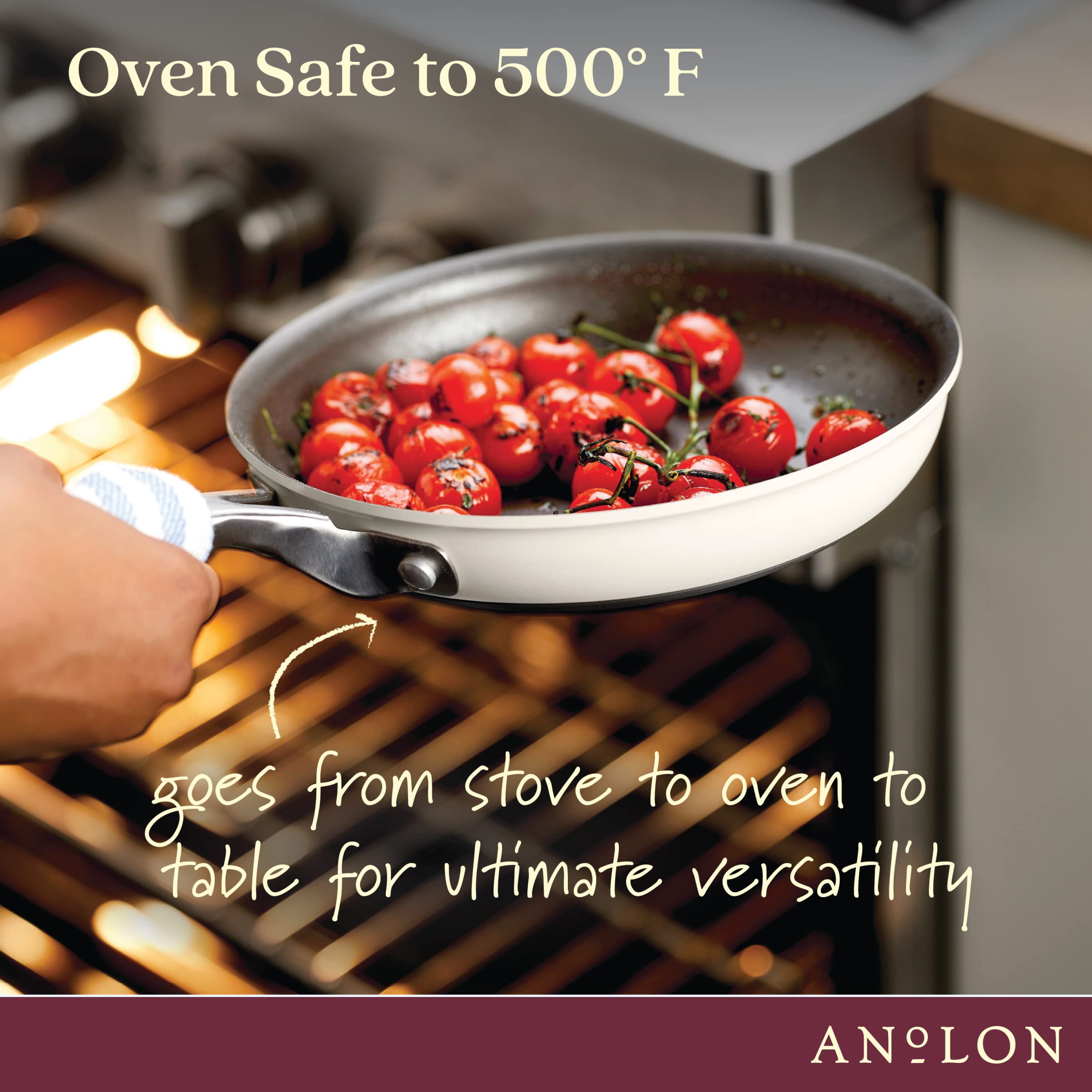 Anolon Achieve Hard Anodized Nonstick Frying Pan/Skillet, 10 Inch, Cream