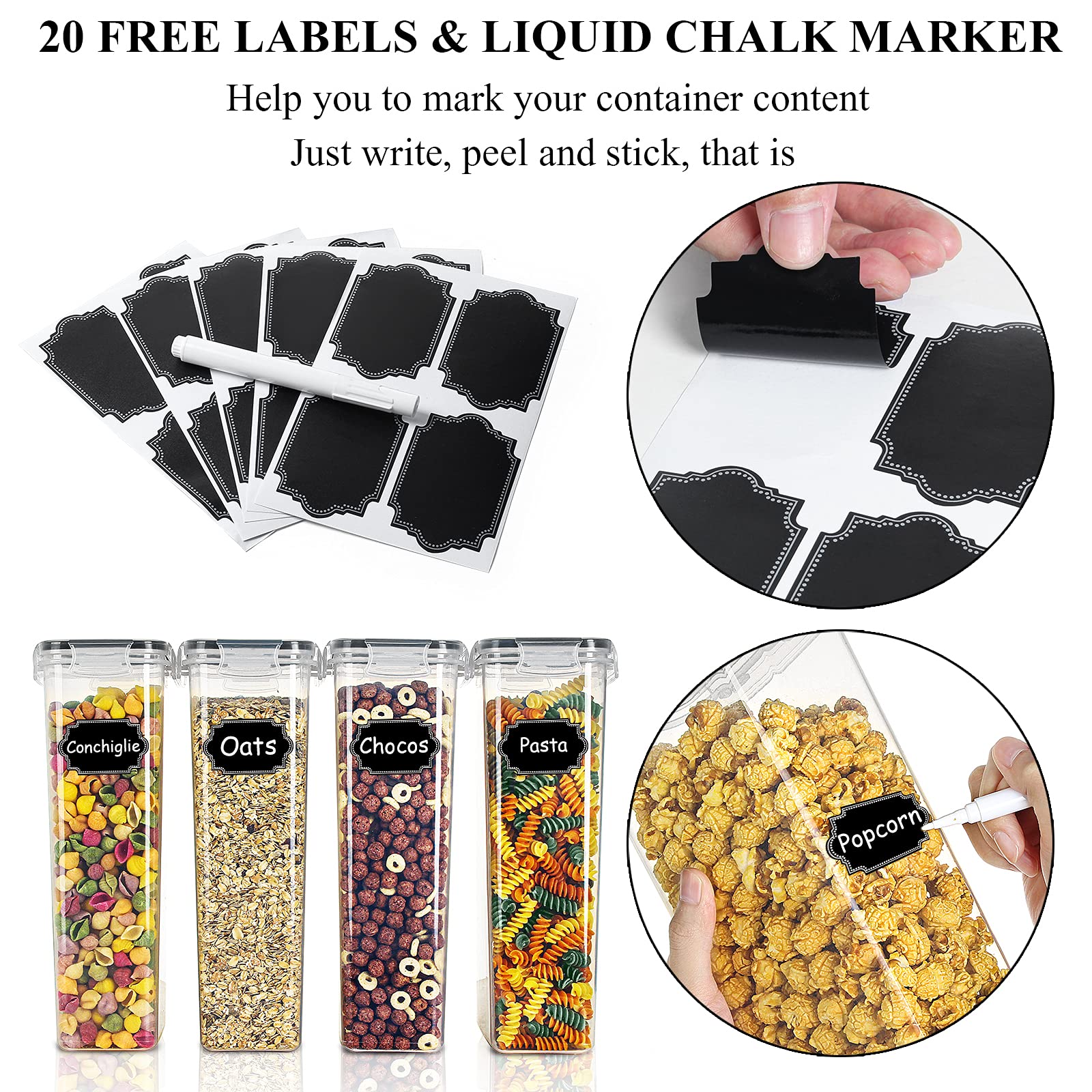 Wildone Airtight Food Storage Containers Set Of 9 Bpa Free Cereal & Dry Food Storage Containers 2.8L / 11.83 Cups For Sugar, Flo