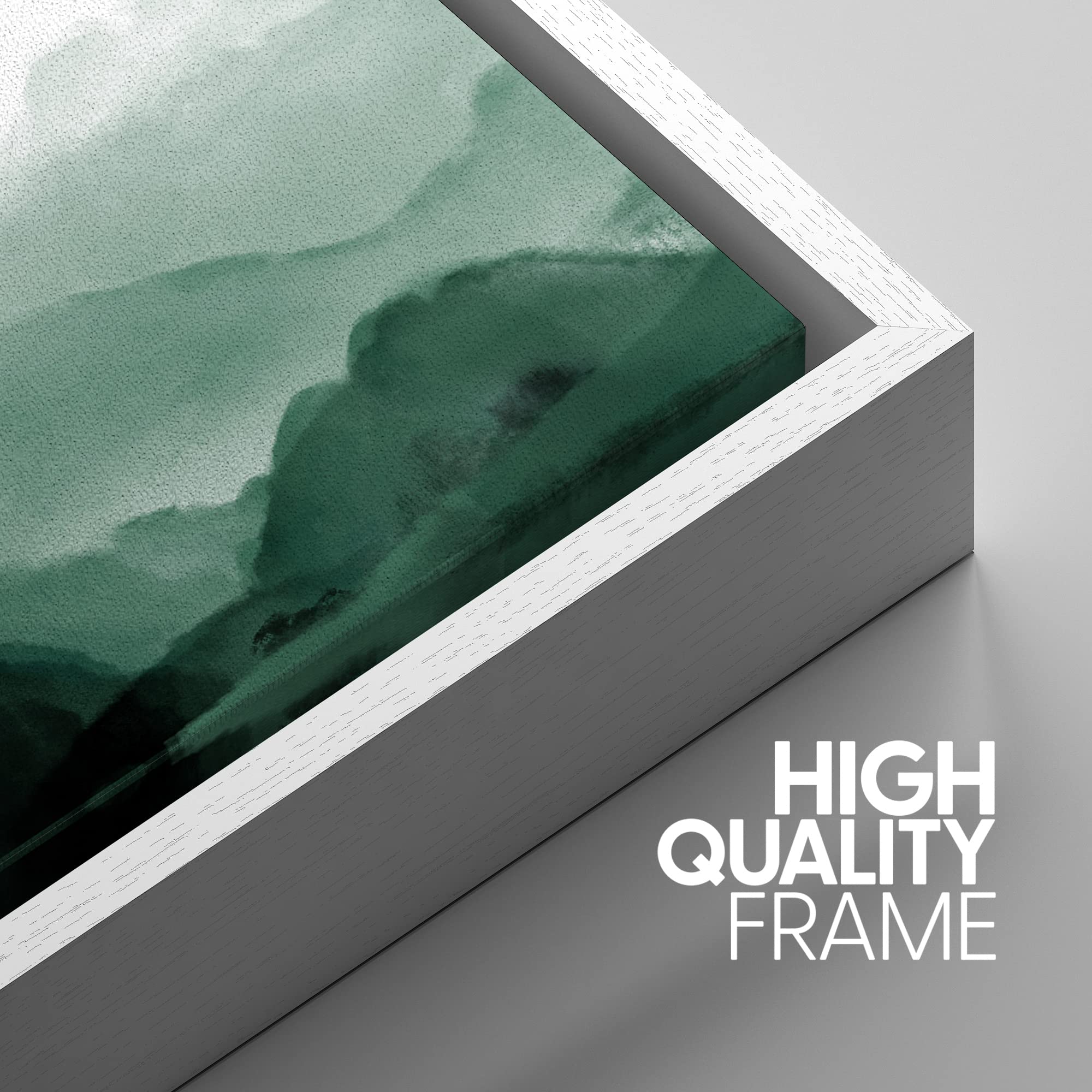 Signwin Framed Canvas Print Wall Art Green Watercolor Mountains In Fog Nature Wilderness Illustrations Modern Art Rustic Scenic