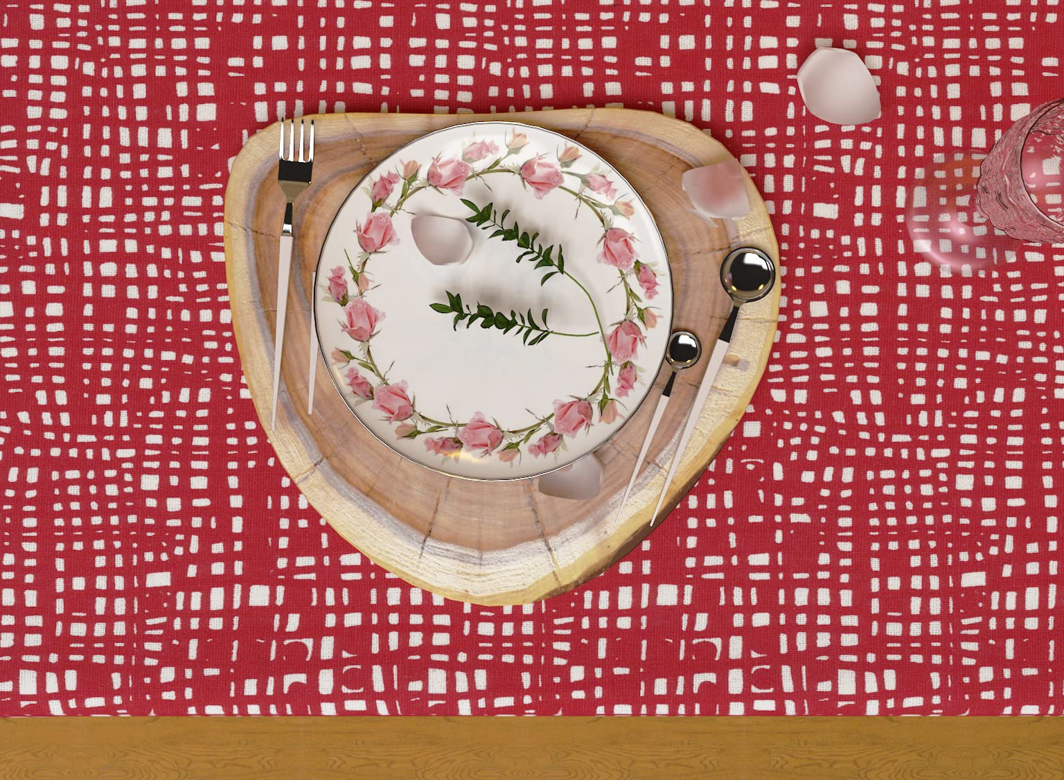 Table Cloth - Nest Red, 100% Cotton Rectangular Table Cover, Size 60X102 Inch. For Kitchen, Dining, Tabletop, Decoration, Partie