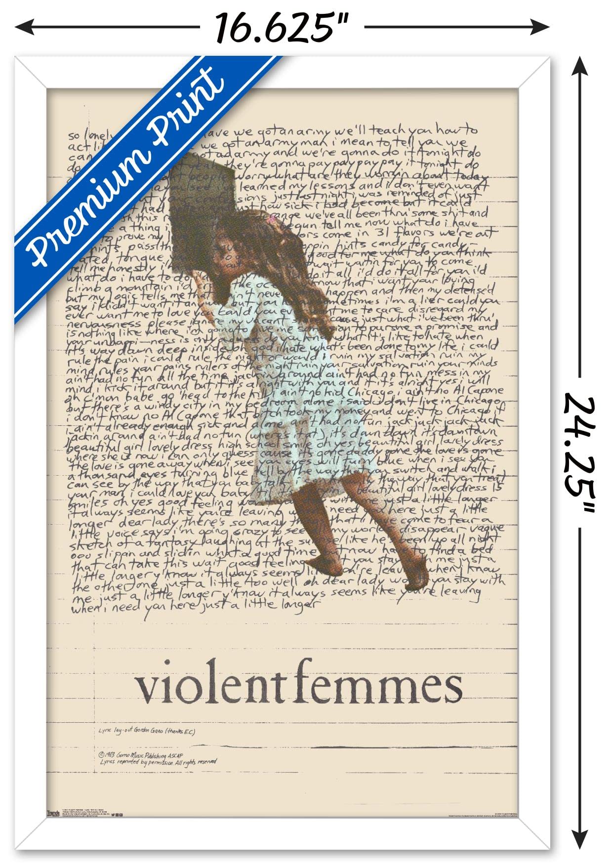 Trends International Violent Femmes - Lyric Girl Tea Towel Wall Poster, 14.725'' X 22.375'', White Framed Version
