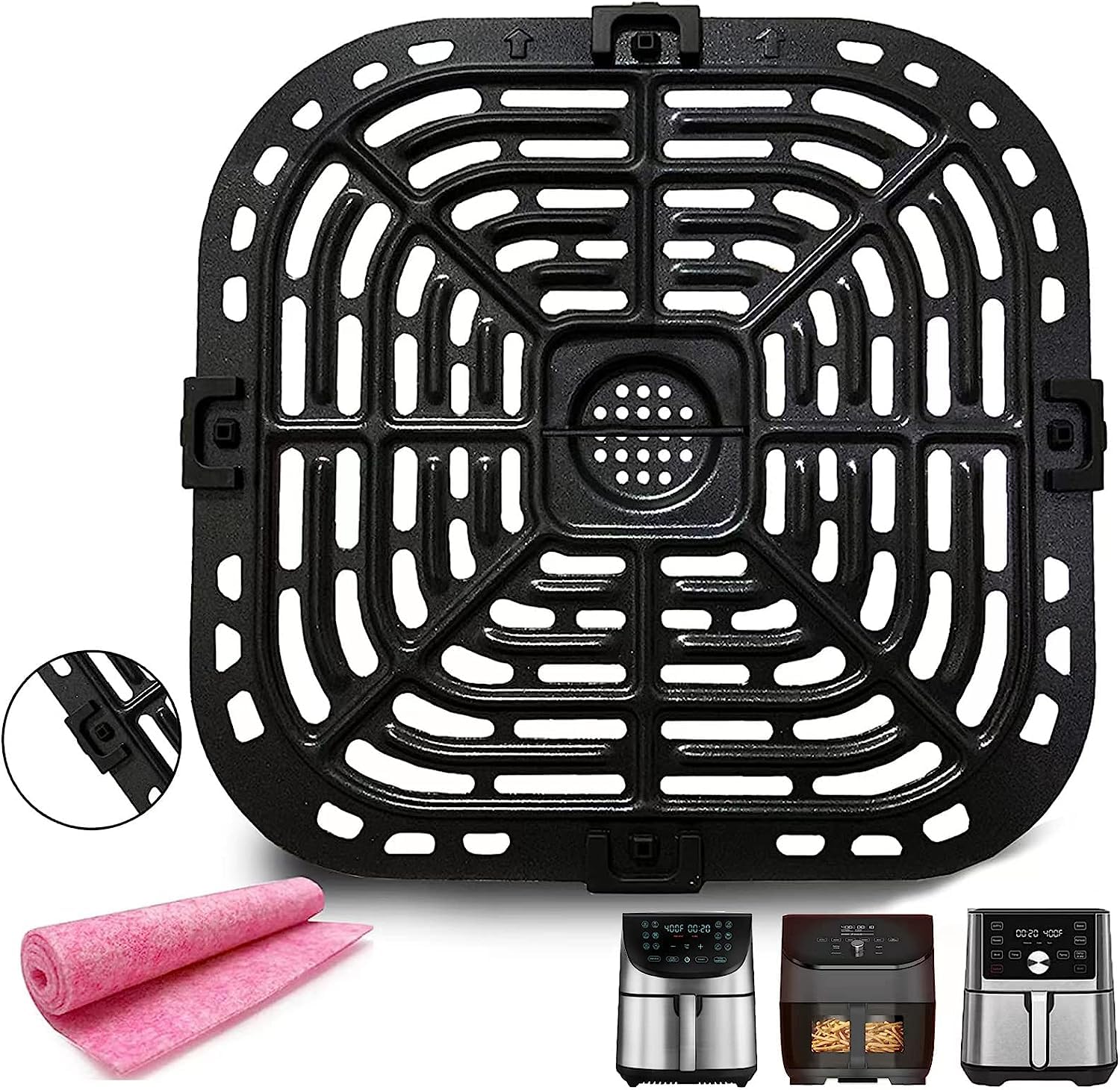 HEISENLIN Air Fryer Crisper Plate Tray for Instants Vortex Plus 6 Quart Air Fryers, Upgraded Nonstick Air Fryer Rack Grill Pan P