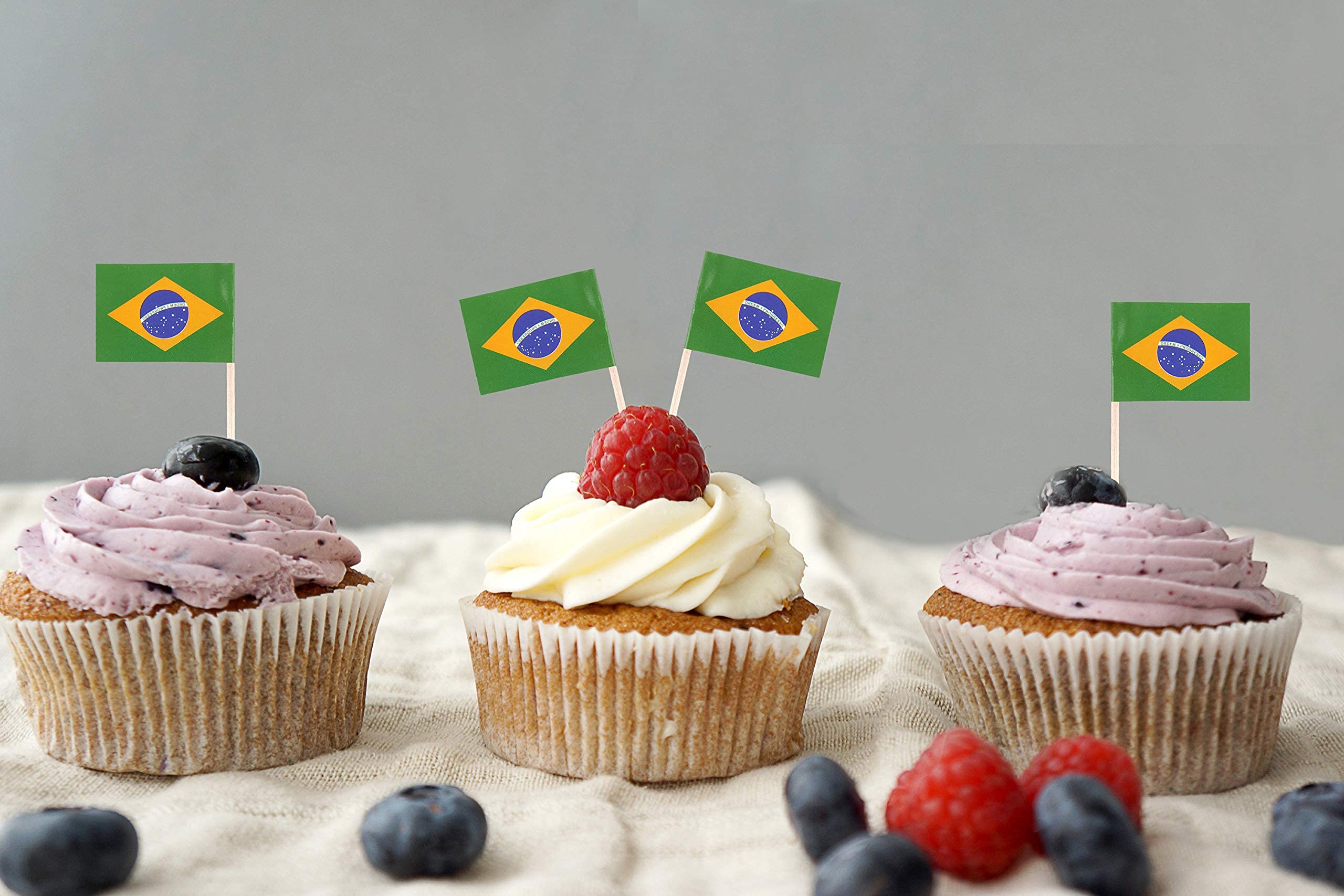 Jbcd Brazil Toothpick Flag Brazilian Mini Small Cupcake Topper Flags (100 Pcs)