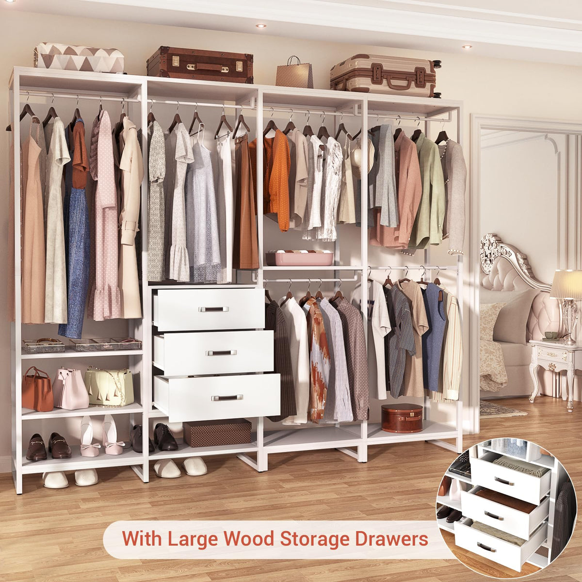 Hinged Clothes Rack Aheaplus Wood Clothes Rack Wardrobe Closet For Hanging Clothes Heavy D ...