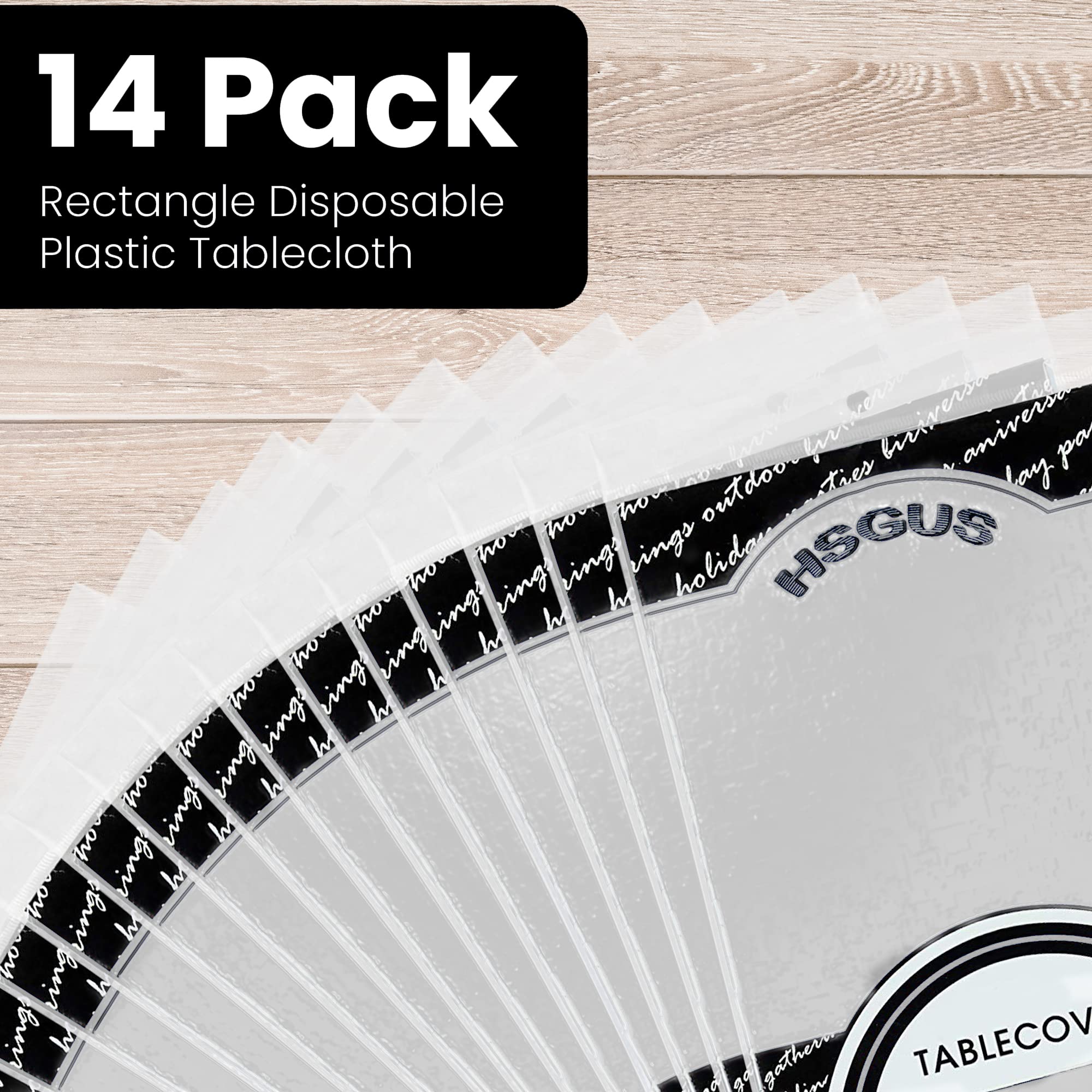 14 Pack Premium Clear Plastic Tablecloth - 54 X 108 In. Disposable Rectangle Plastic Table Cloth - Decorative Rectangle Table Co