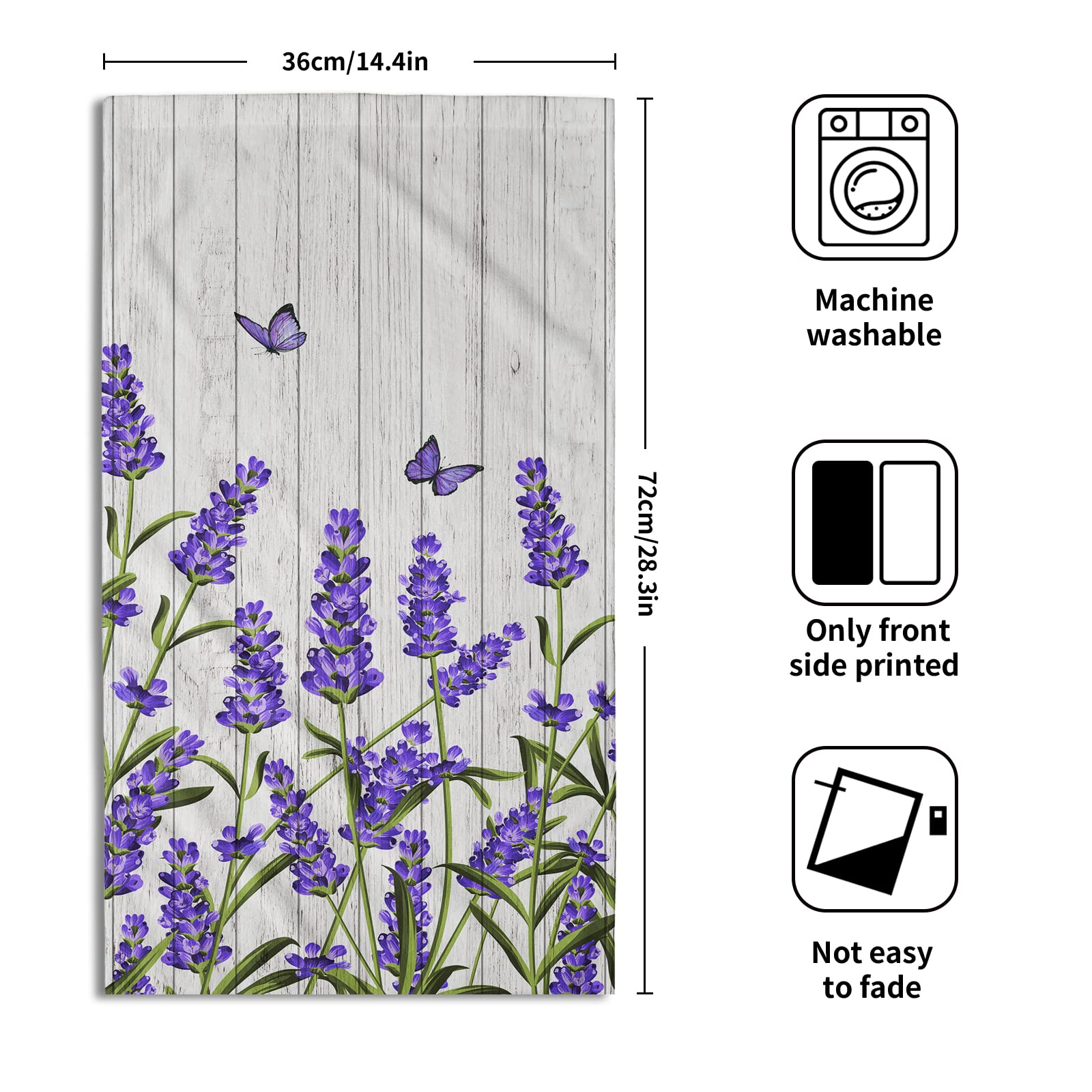 Purple Floral Hand Towels Lavender Flowers Set Of 2 Soft Guest Face Towel Bathroom Decorations Thin Kitchen Dish Towels 14X28 In