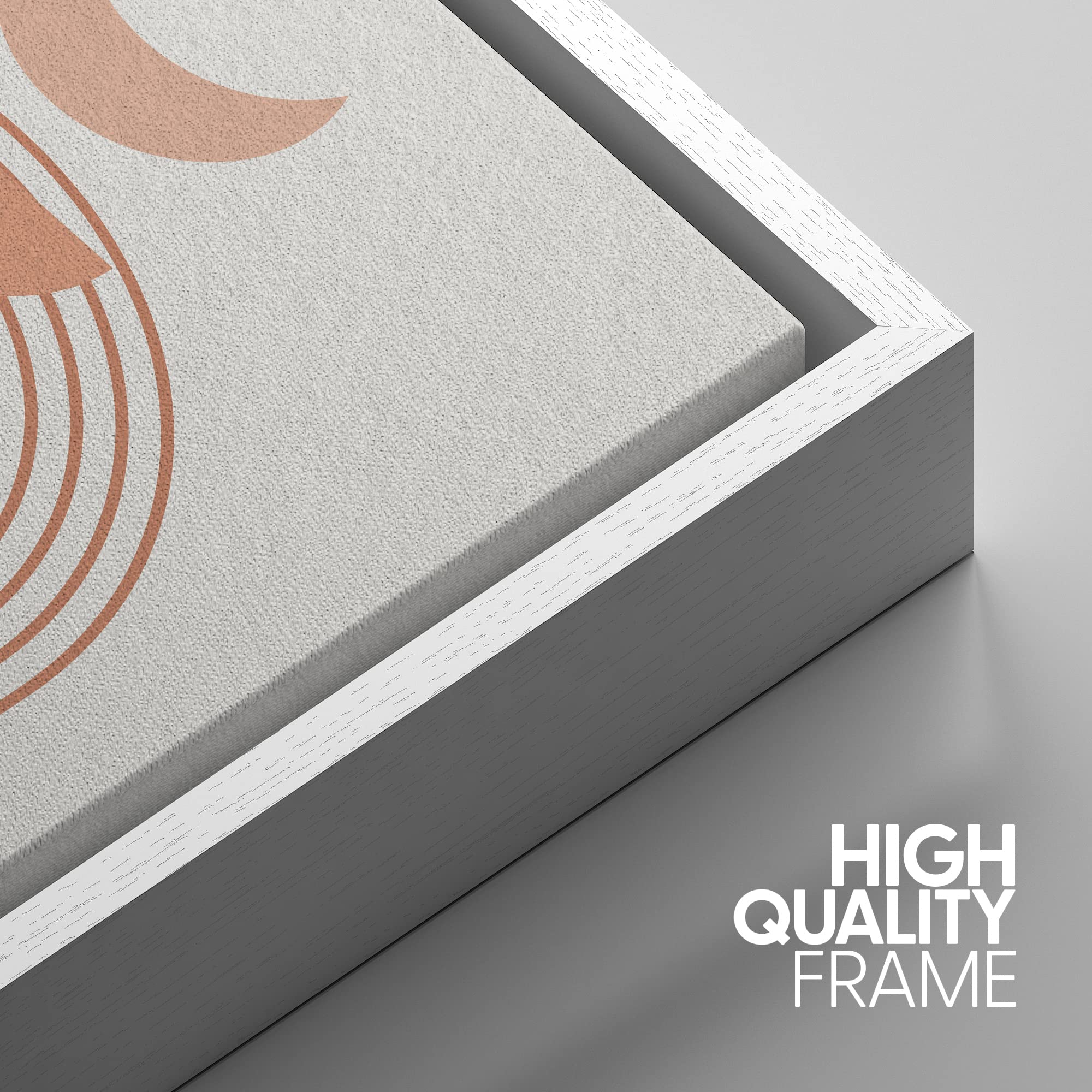 Idea4Wall Framed Canvas Print Wall Art Set Shining Sun Moon Geometric Landscape Abstract Shapes Illustration Modern Art Decorati