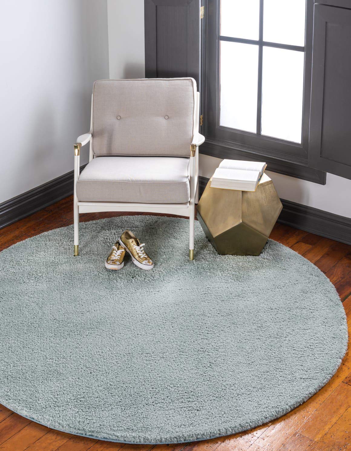 Unique Loom Solo Collection Area Rug - Calabasas (6 1 Round, Light Blue)