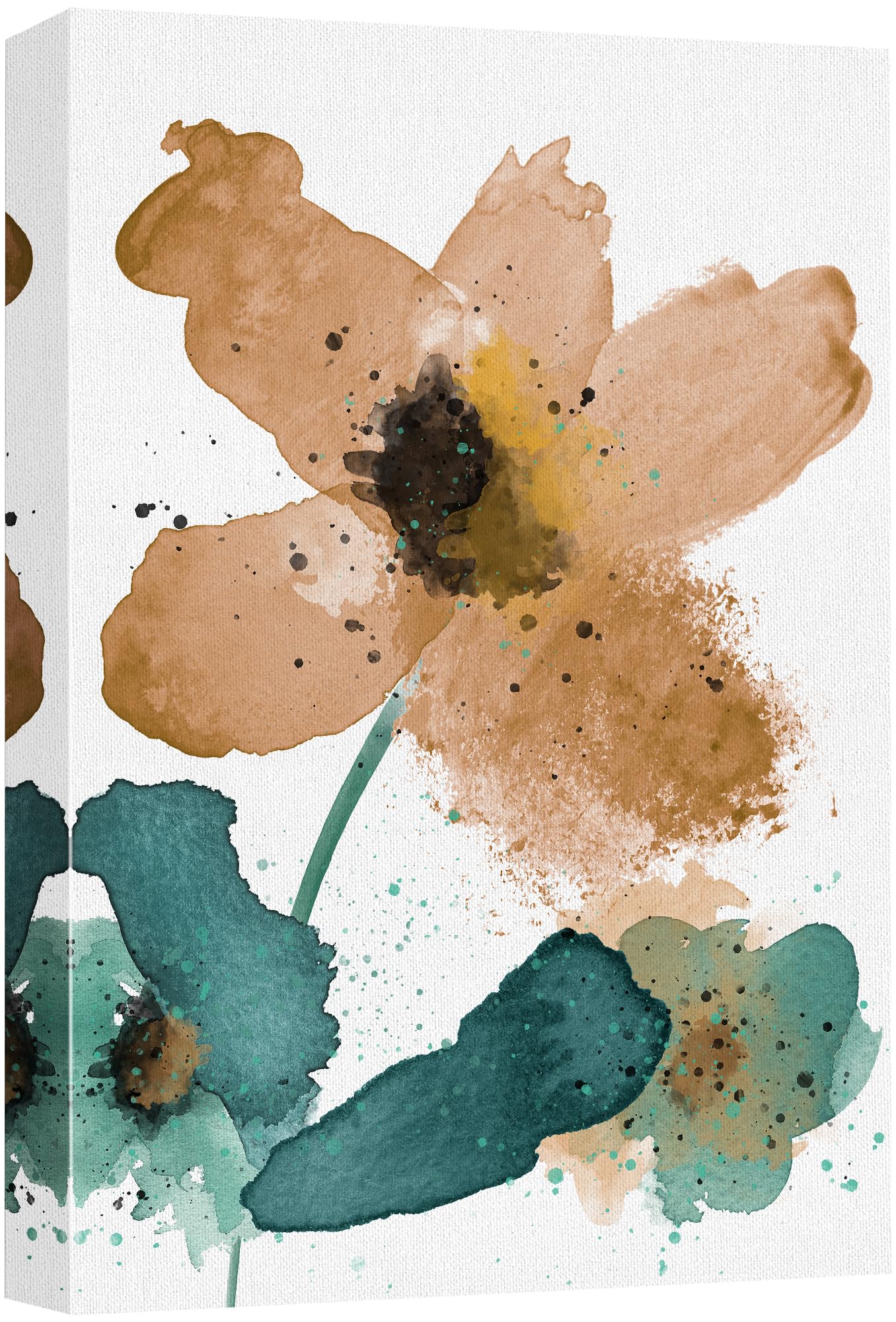 Wall26 Canvas Print Wall Art Watercolor Explosion Orange & Green Daisies Floral Botanical Illustrations Minimalism Glam Multicol