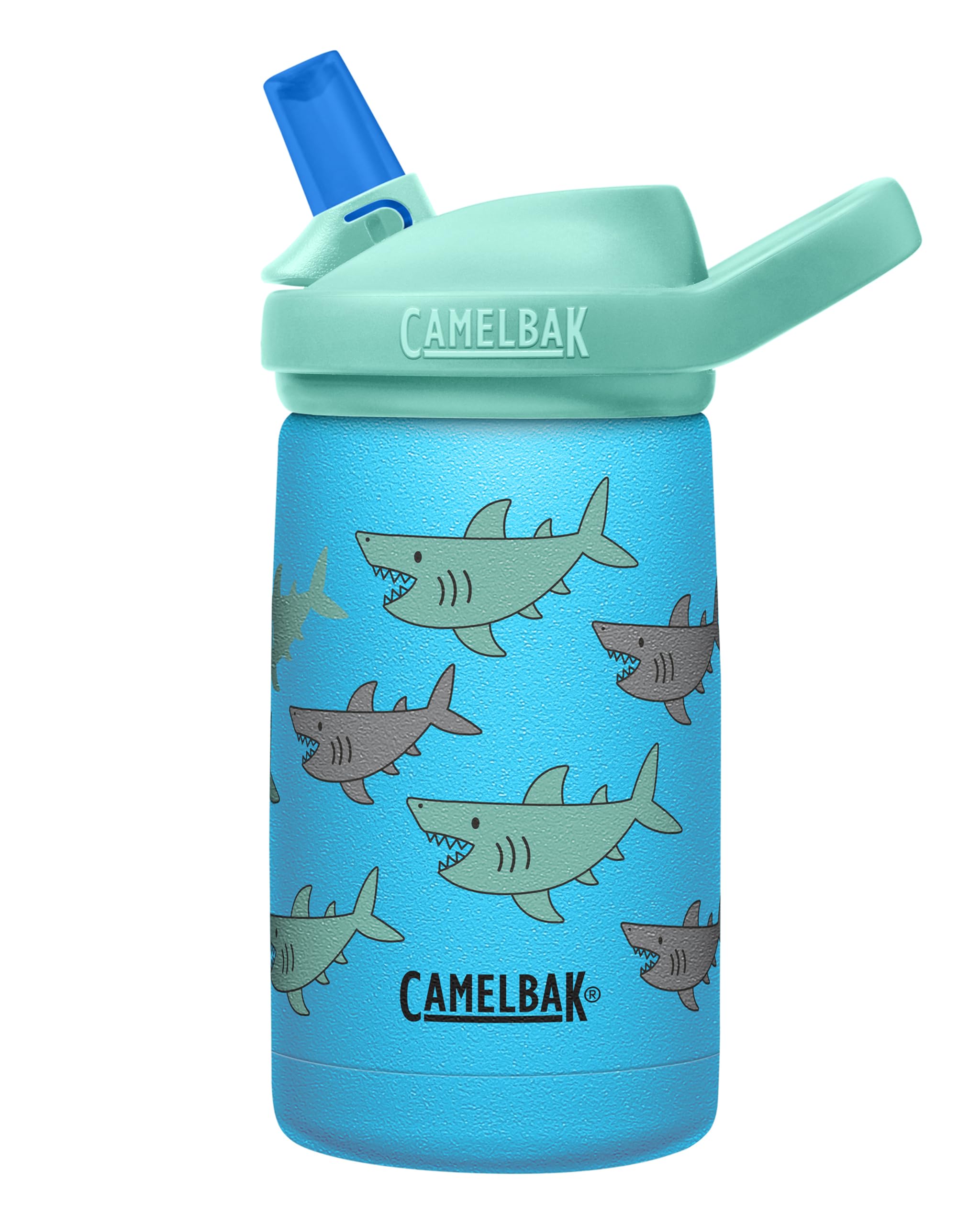Camelbak Eddy+ Kids Water Bottle With Straw, Insulated Stainless Steel - Leak-Proof When Closed, 12Oz, School Of Sharks