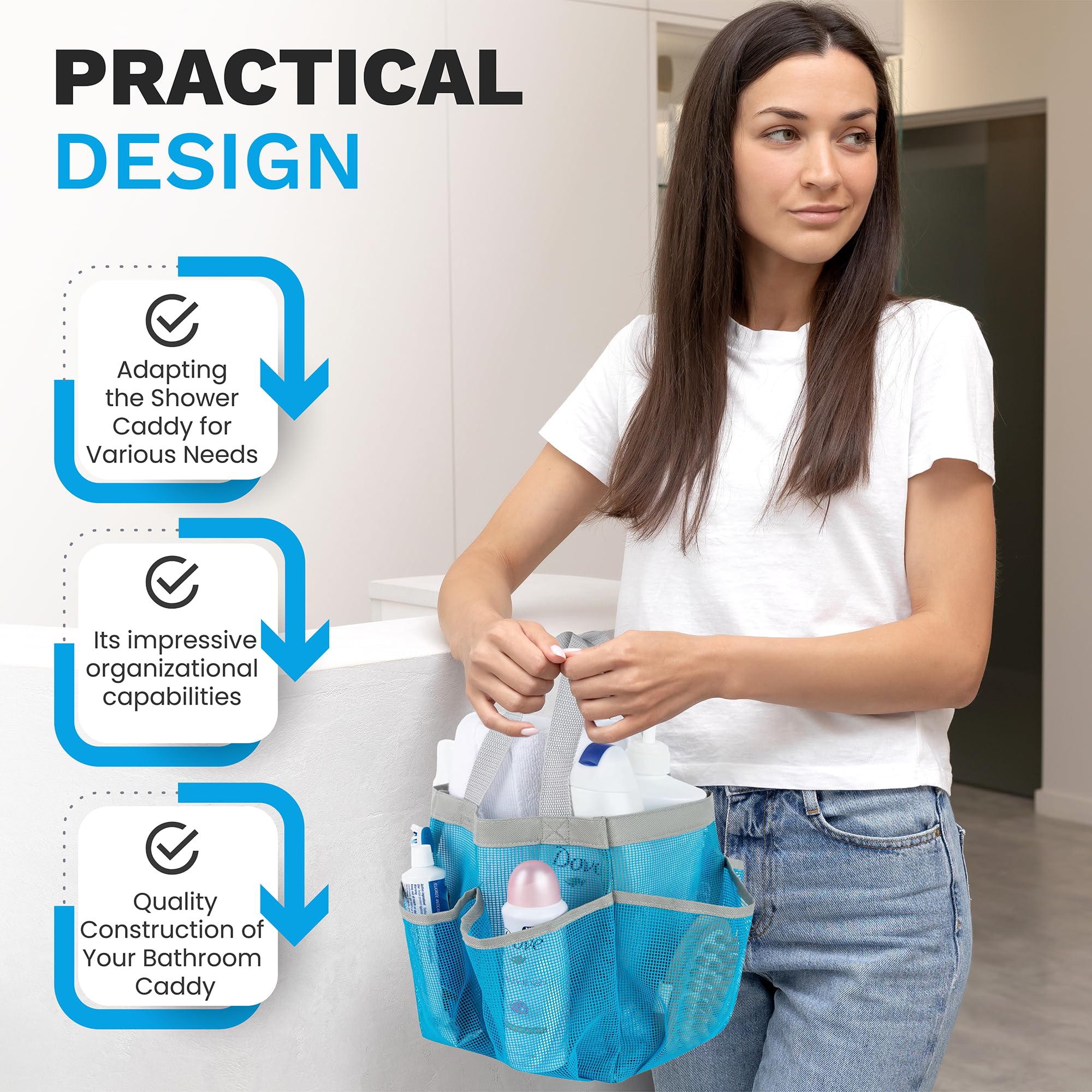 Mesh Shower Caddy Bag - Collapsible, Portable Bathroom Organizer For Travel, Gym, And Dorm Use. Easily Carry And Organize Colleg