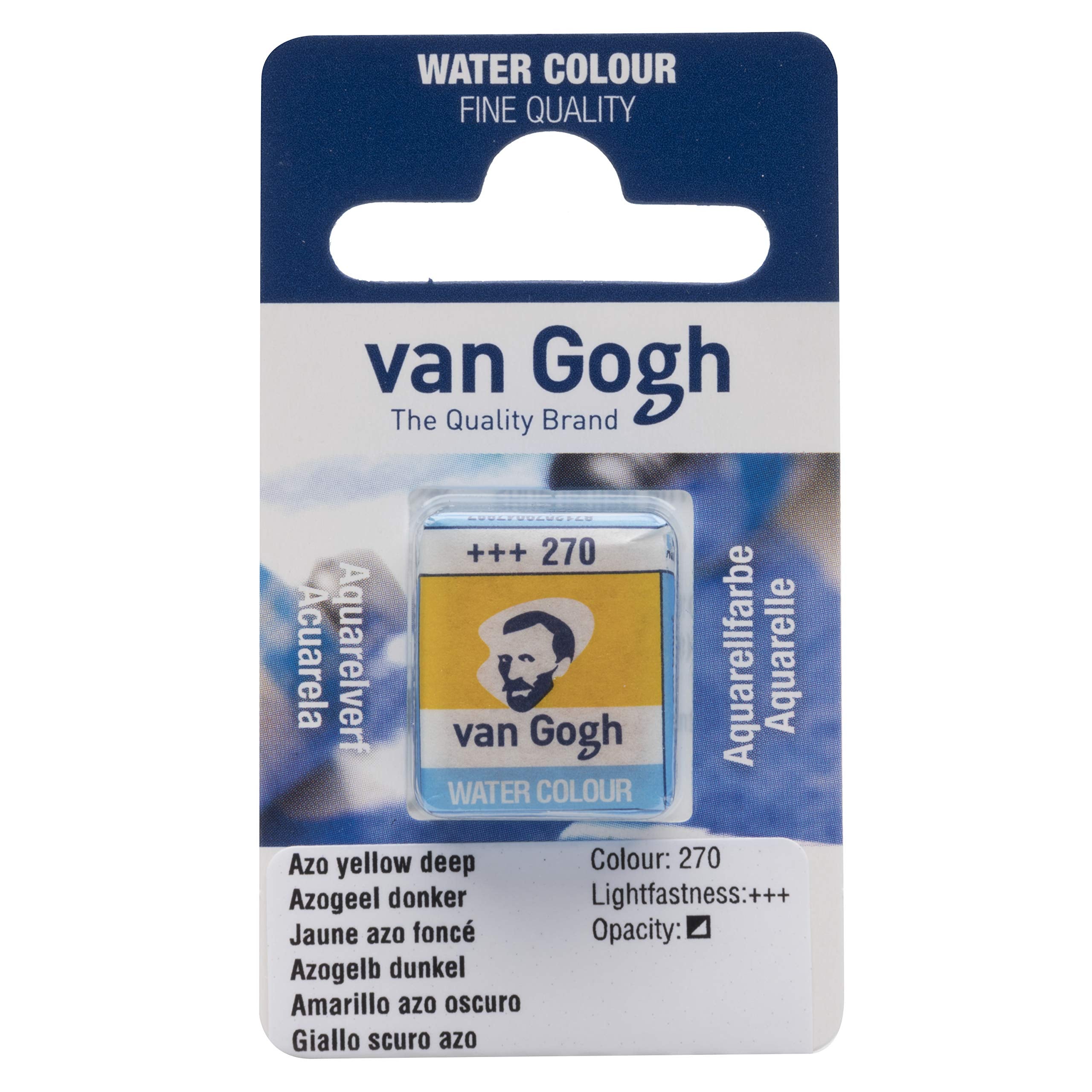 Van Gogh Watercolor Paint, Half Pan, Azo Yellow Deep 270