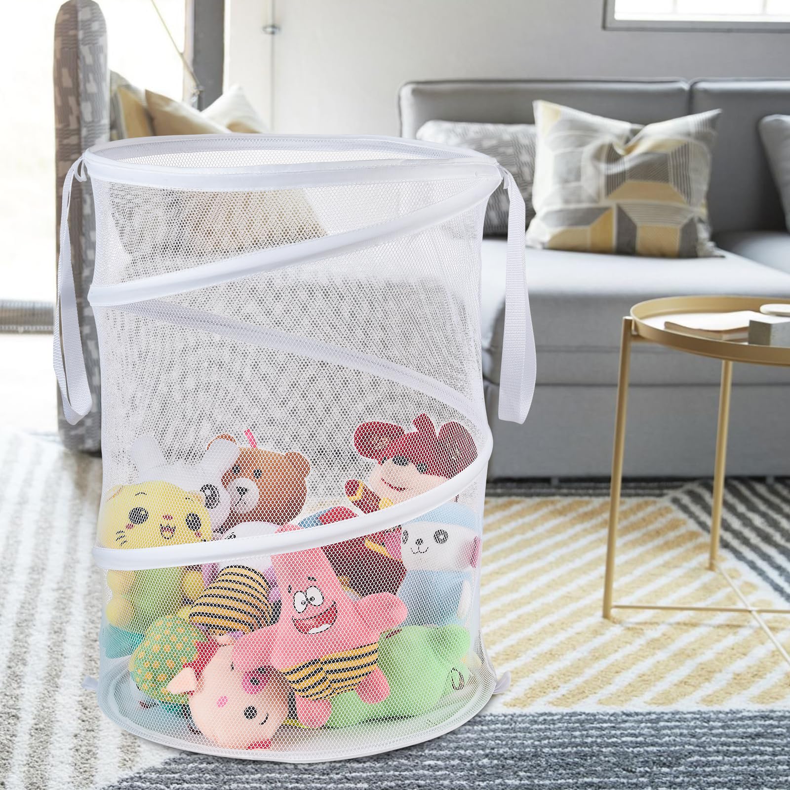 Mesh Popup Laundry Hamper 115L Collapsible Laundry Basket Extra Large Capacity Foldable Clothing Storage Basket With Handles No
