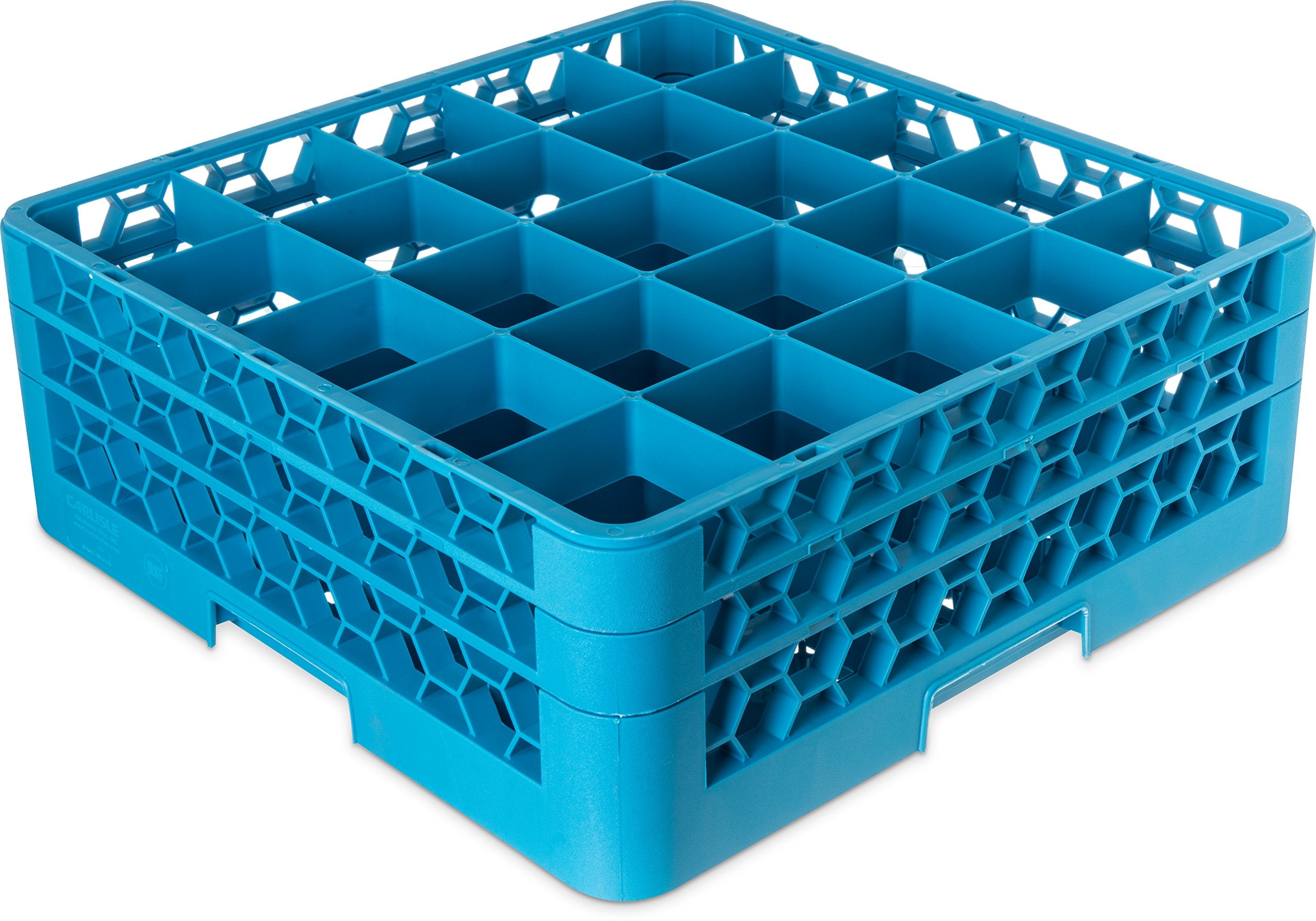 Carlisle Foodservice Products Rg25-214 Opticlean 25 Compartment Glass Rack With 2 Extenders, Blue , 7.12''