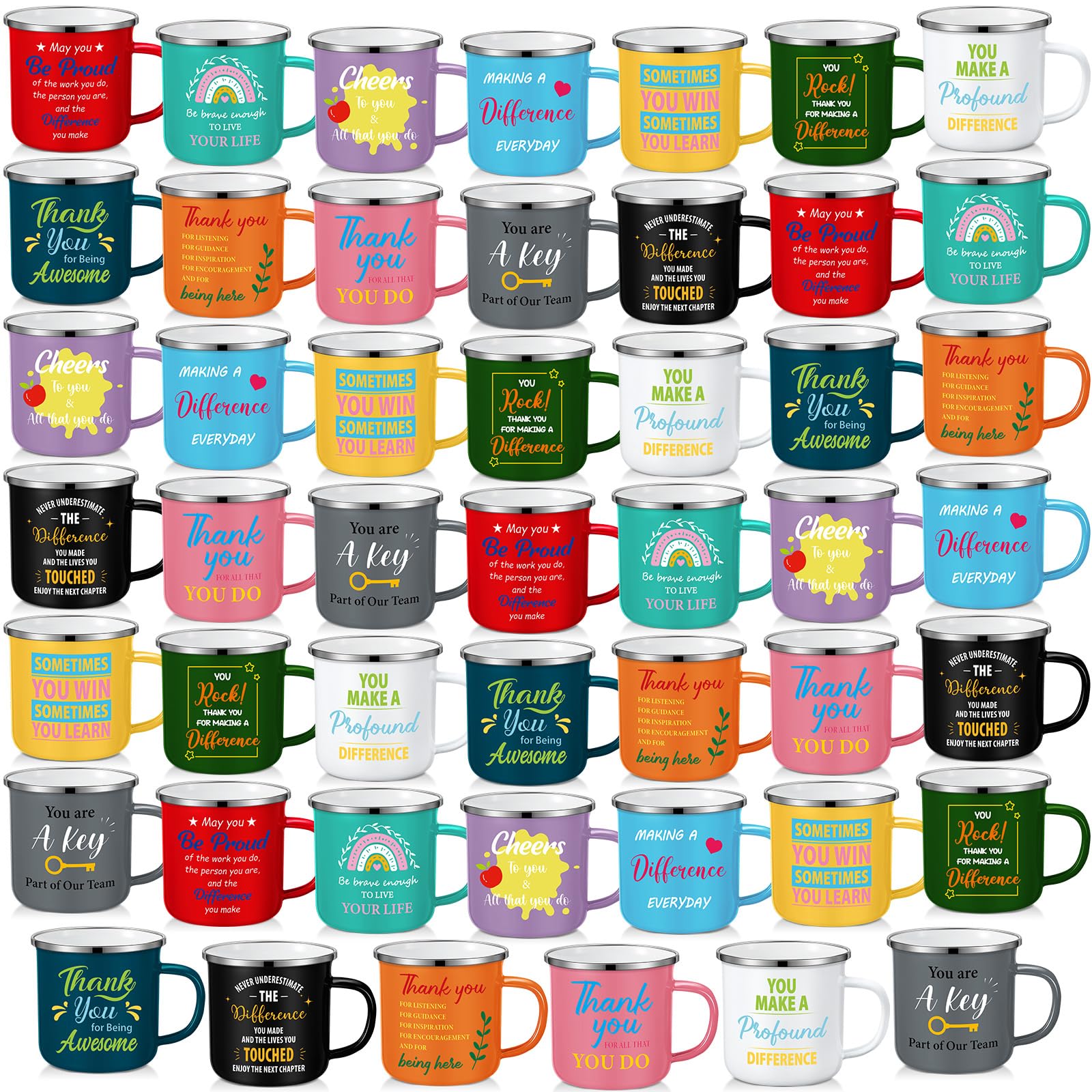 Didaey 48 Pcs Team Appreciation Gift Mugs Bulk, Thank You Enamel Coffee Cups for Employee Appreciation Gifts CNA for Nurse Assis