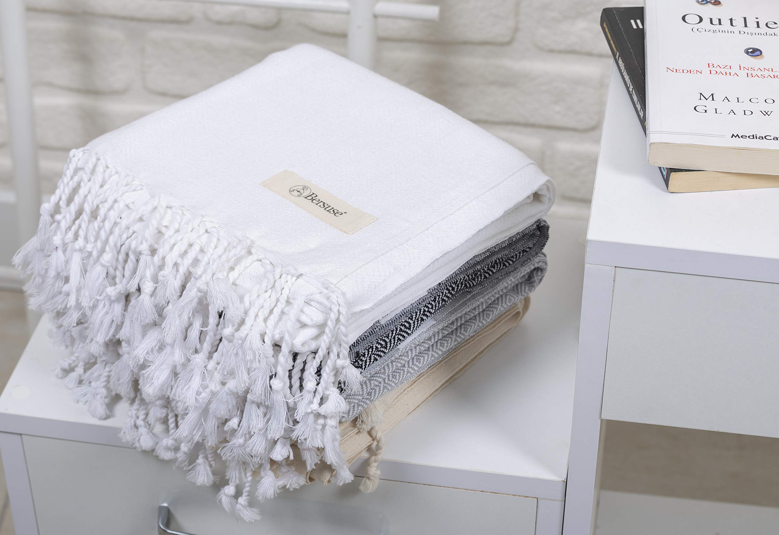 Bersuse 100% Cotton Laodicea Turkish Towel Bath Towel Beach Towel Pool Towel - Beach Essentials For Your Beach Bag - 37X70 Inche