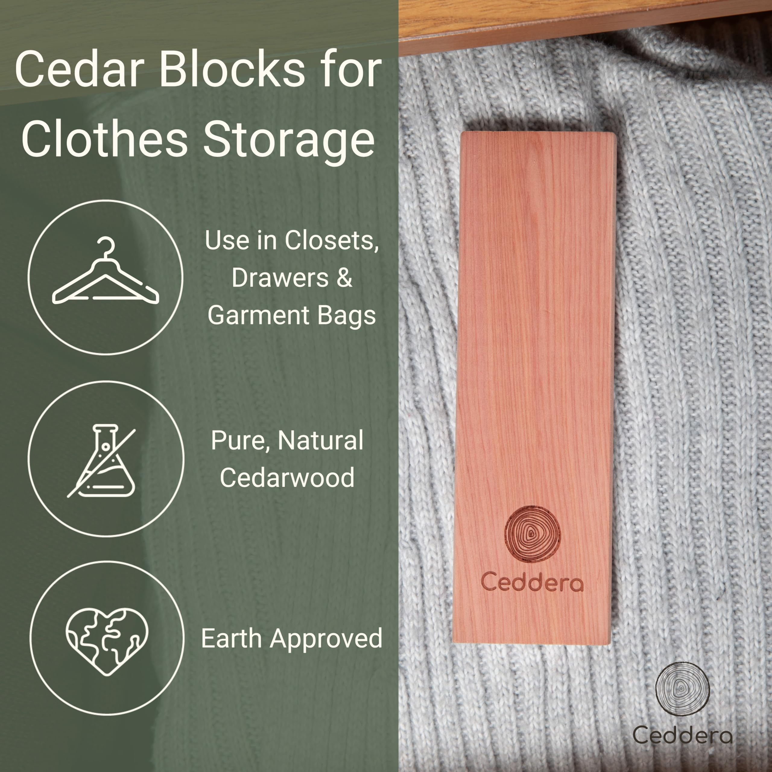 Ceddera Cedar Hang Ups 14 Pack | Natural Cedar Blocks For Clothes Storage | Eco Friendly Cedar For Closets | Moth Ball Alternati