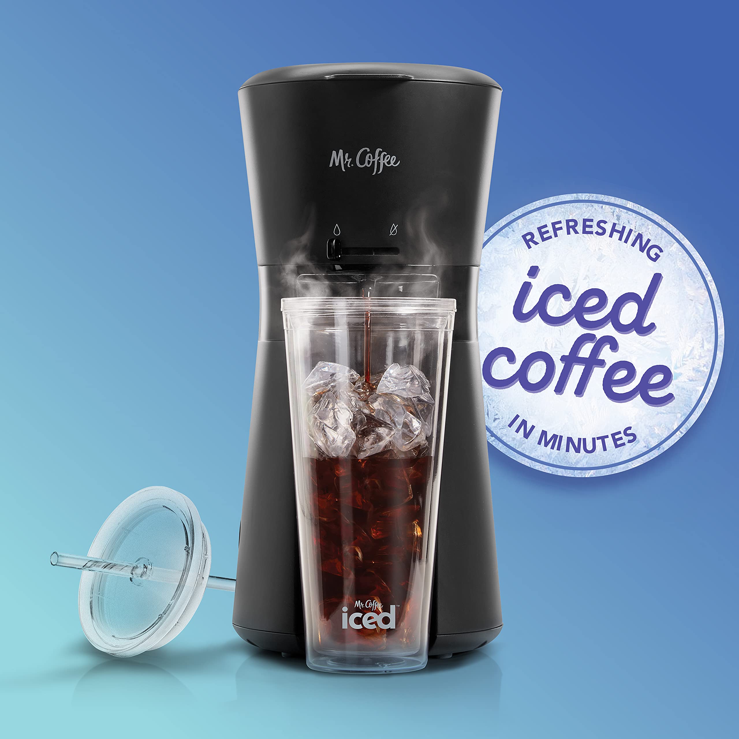 Mr. Coffee Iced Coffee Maker, Single Serve Machine With 22-Ounce Tumbler And Reusable Coffee Filter, Black