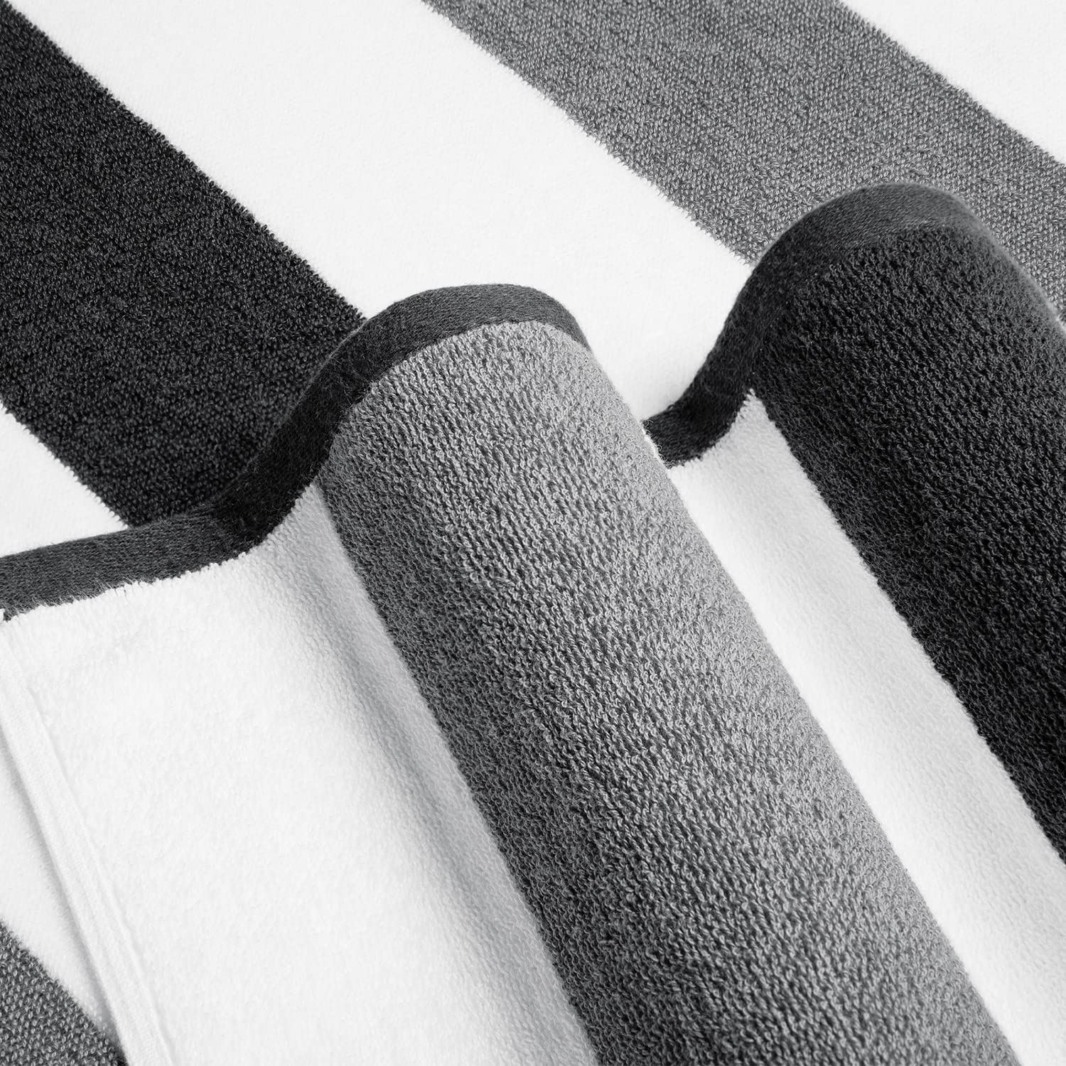 Bornbay Cotton Oversized Beach Towel - Extra Large 40''X70'' Plush Thick Mens Beach Towel, Xl Fluffy Stripe Pool Towels Charcoal