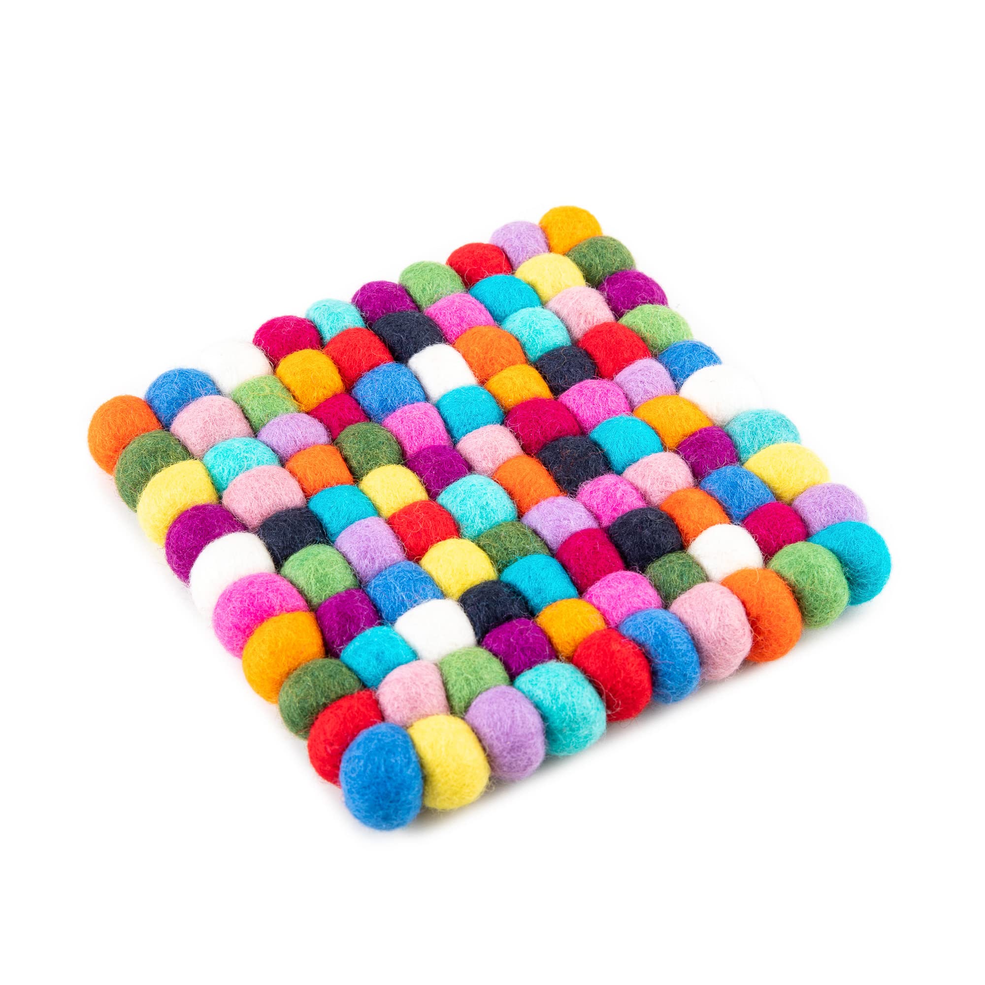 Woolygon Felt Trivet Pot Mat - Protect Your Table - Hand-Felted In Nepal, Multicolor 16Cm - Cute And Durable Heat-Resistant