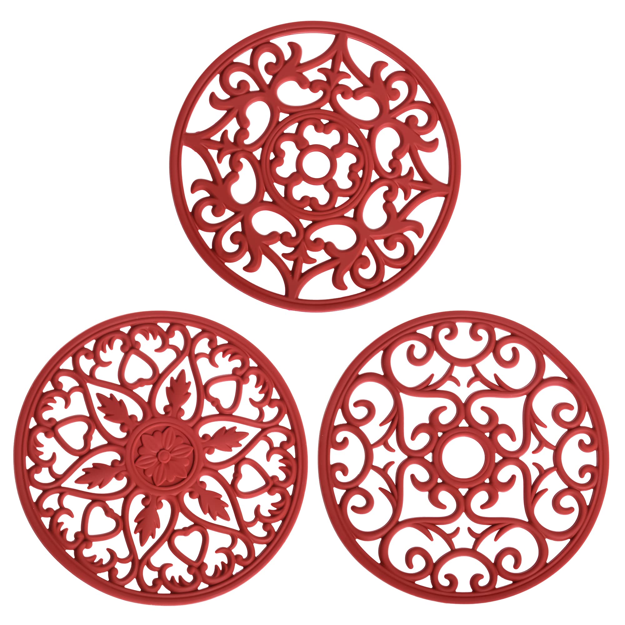 Nstezrne Trivets For Dishes,Silicone Hot Pads For Kitchen, Trivets For Hot Pots And Pans, Intricately Carved Heat Resistant Mats