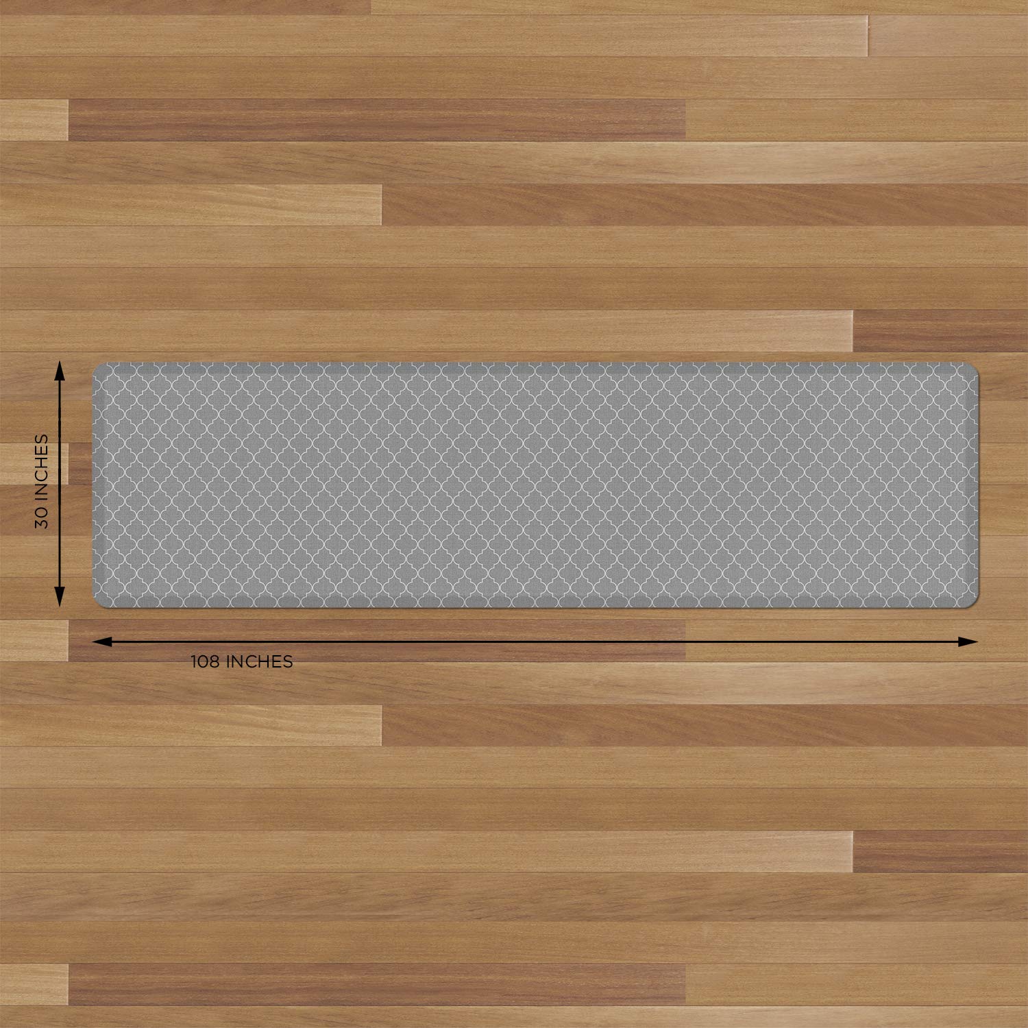 Gelpro Anti-Fatigue Designer Comfort Kitchen Floor Mat, 30X108, Trellis Grey Stain Resistant Surface With 3/4    Thick Ergo-Foam
