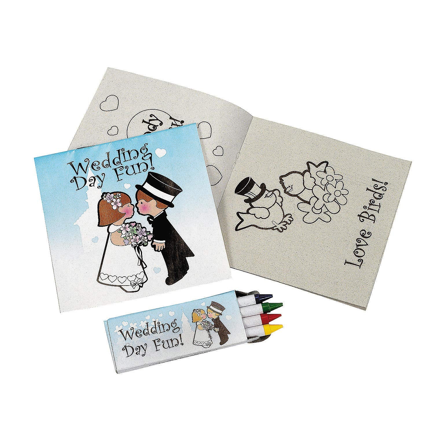 Fun Express Children's Wedding Coloring Books - Set of 12 activity pads  Crayons Included - Wedding Favors for Kids
