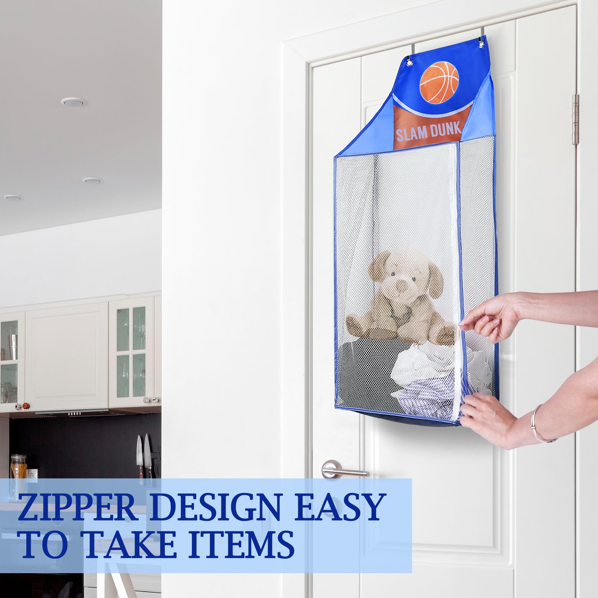 Spinfox 2 Pack Over The Door Laundry Hamper, Hanging Basketball Laundry Hamper With Zipper, Foldable Mesh Laundry Bakset For Dir
