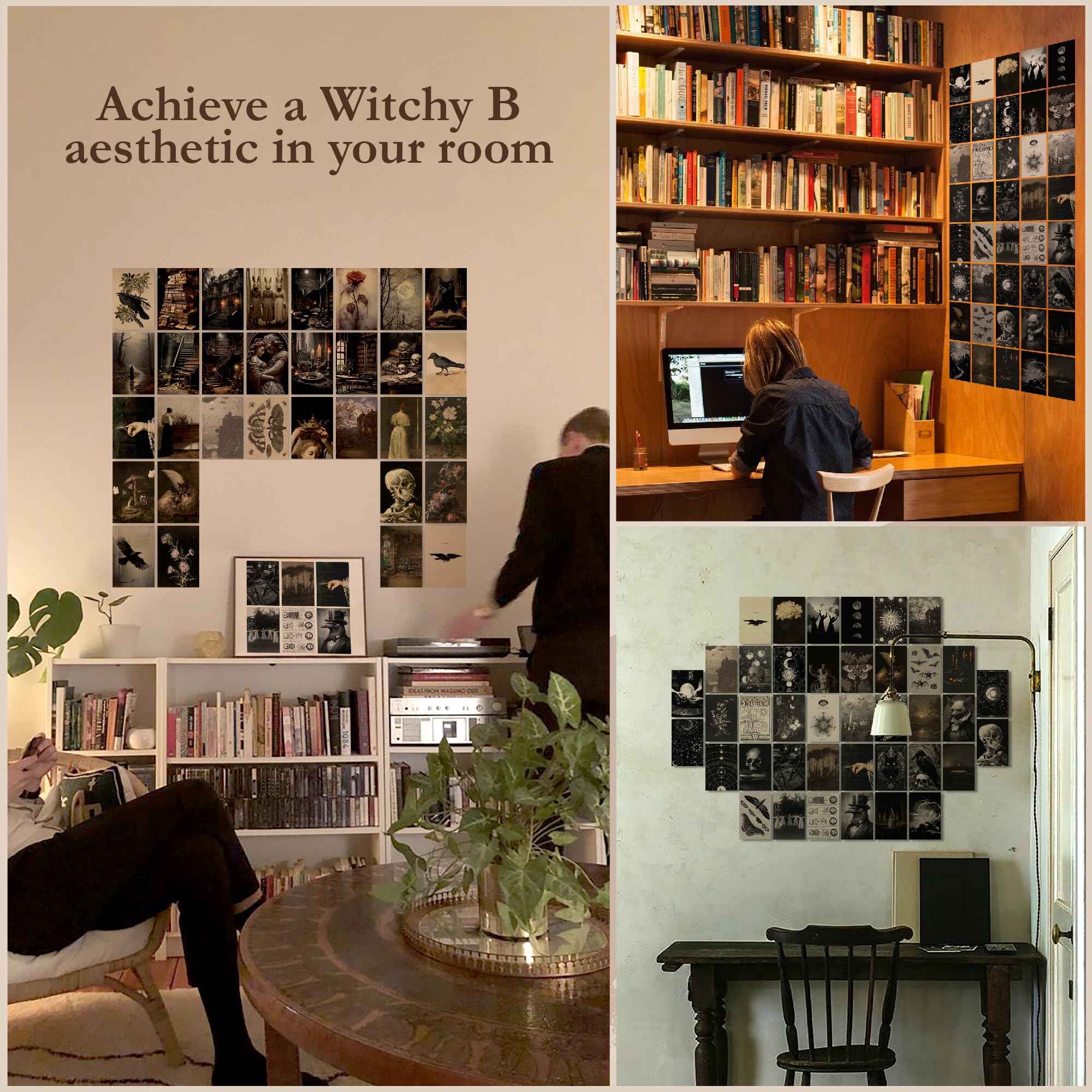 97 Decor Witchy Decor Aesthetic - 40 Pcs Gothic Wall Decor, Moody Spooky Home Decor, Goth Room Decor For Bedroom, Gothic Hallowe